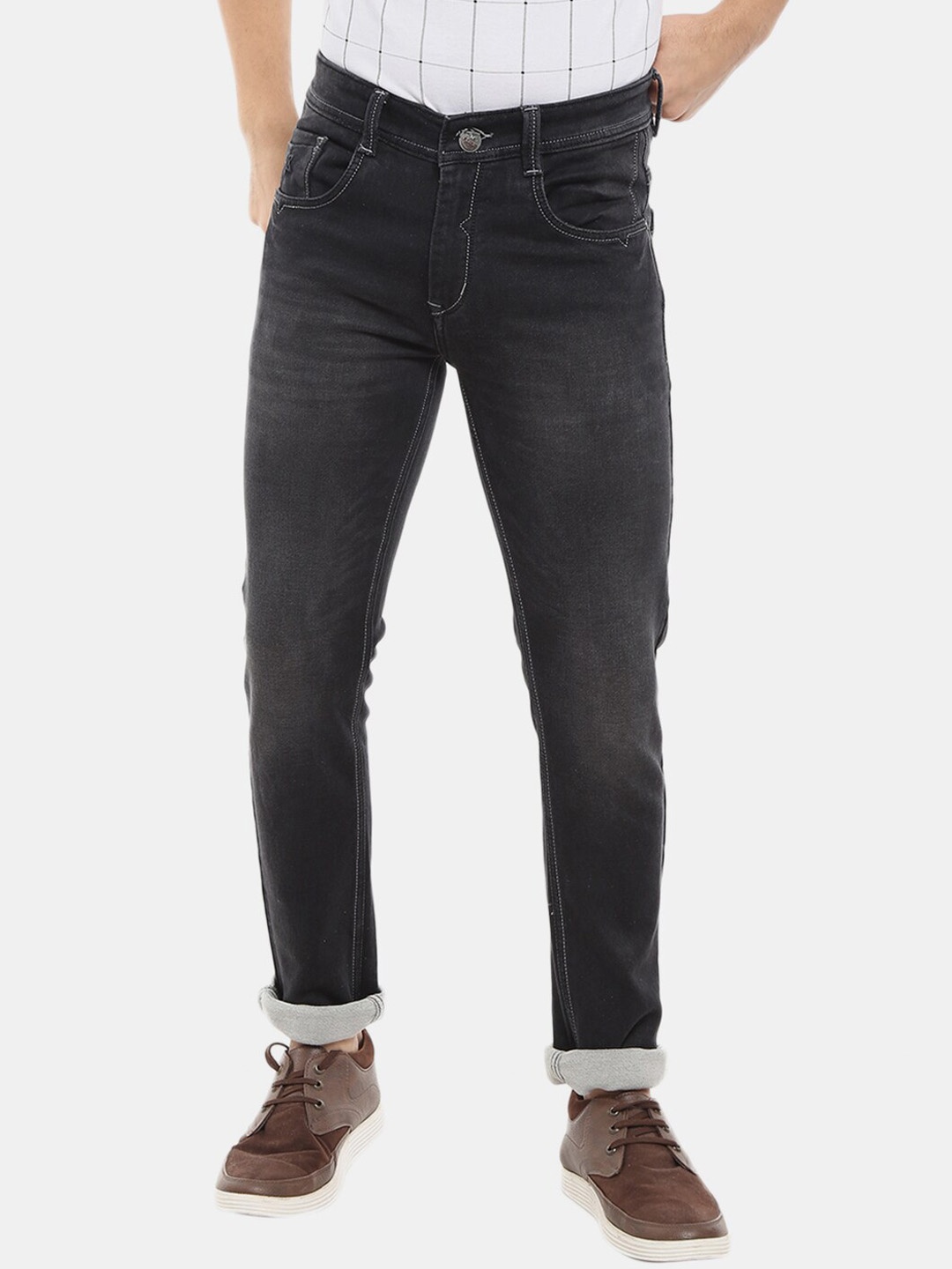 

V-Mart Men Grey Classic Slim Fit Light Fade Cotton Jeans