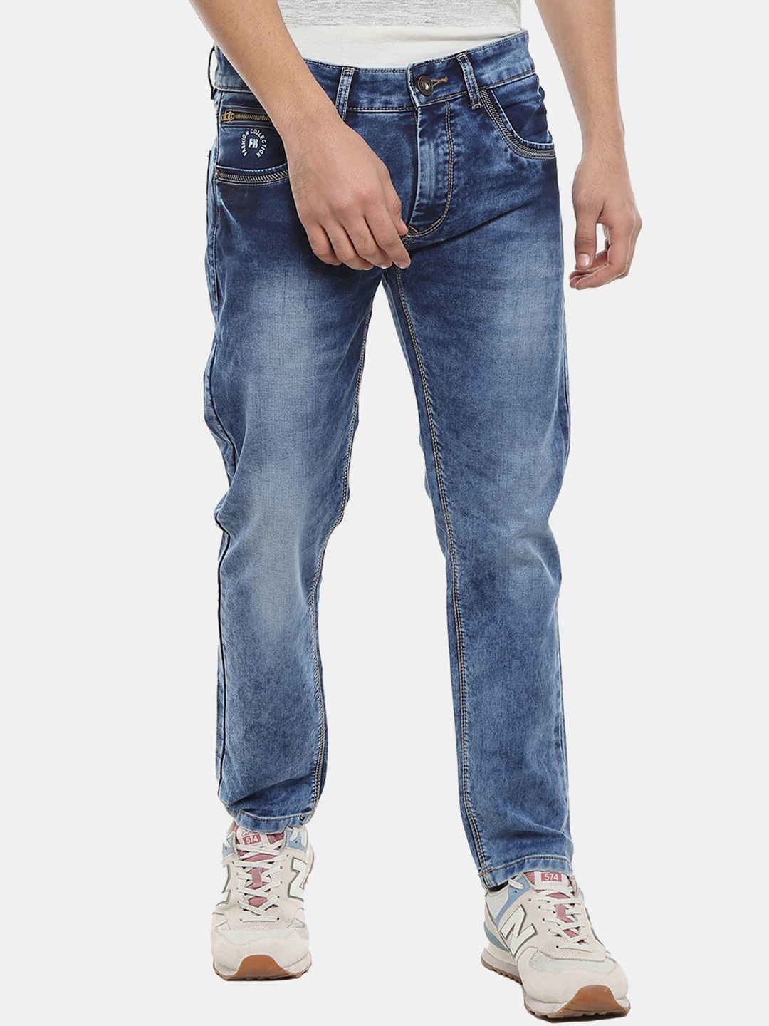 

V-Mart Men Blue Classic Slim Fit Heavy Fade Cotton Jeans