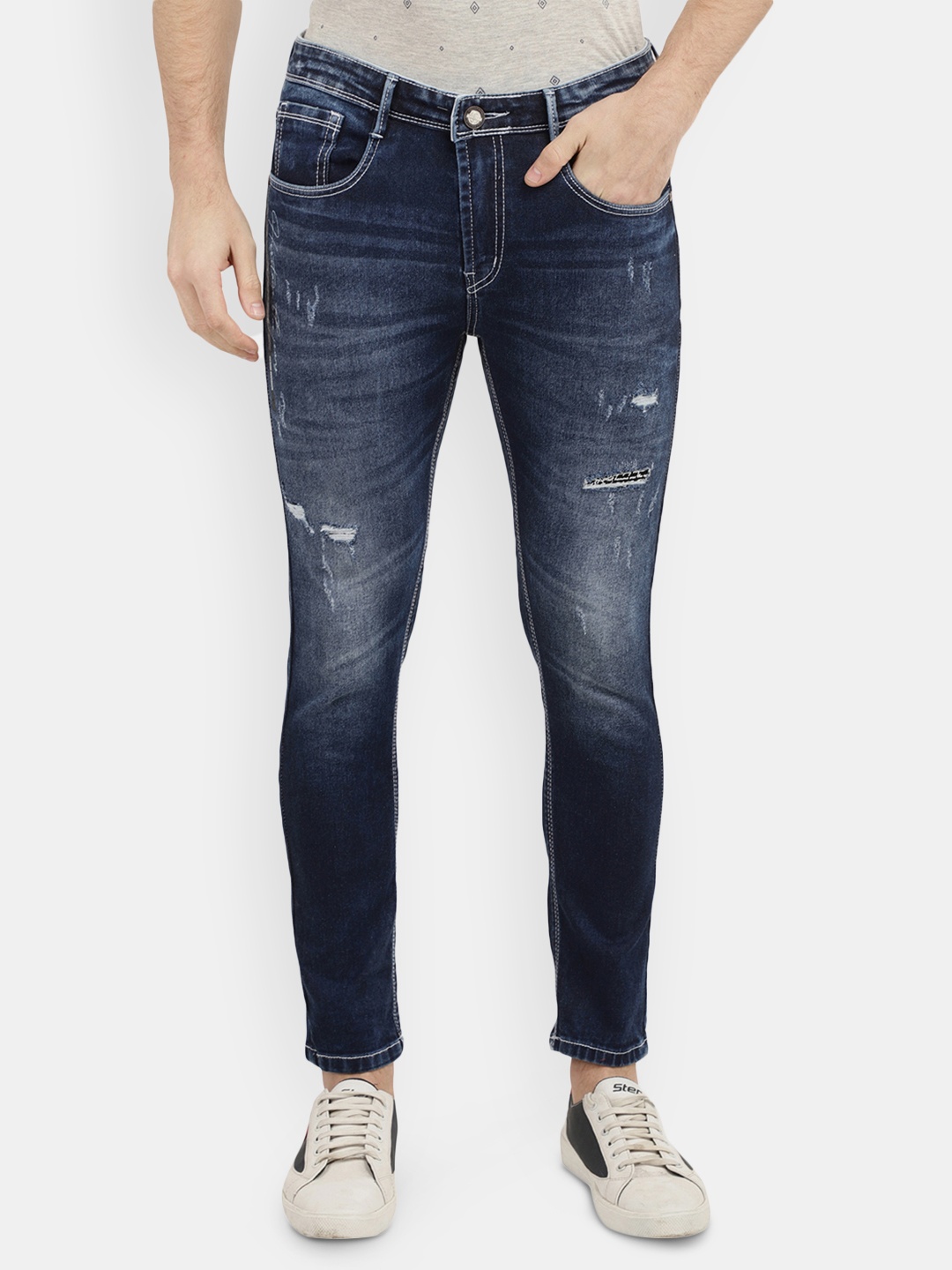

V-Mart Men Blue Classic Mildly Distressed Light Fade Cotton Jeans