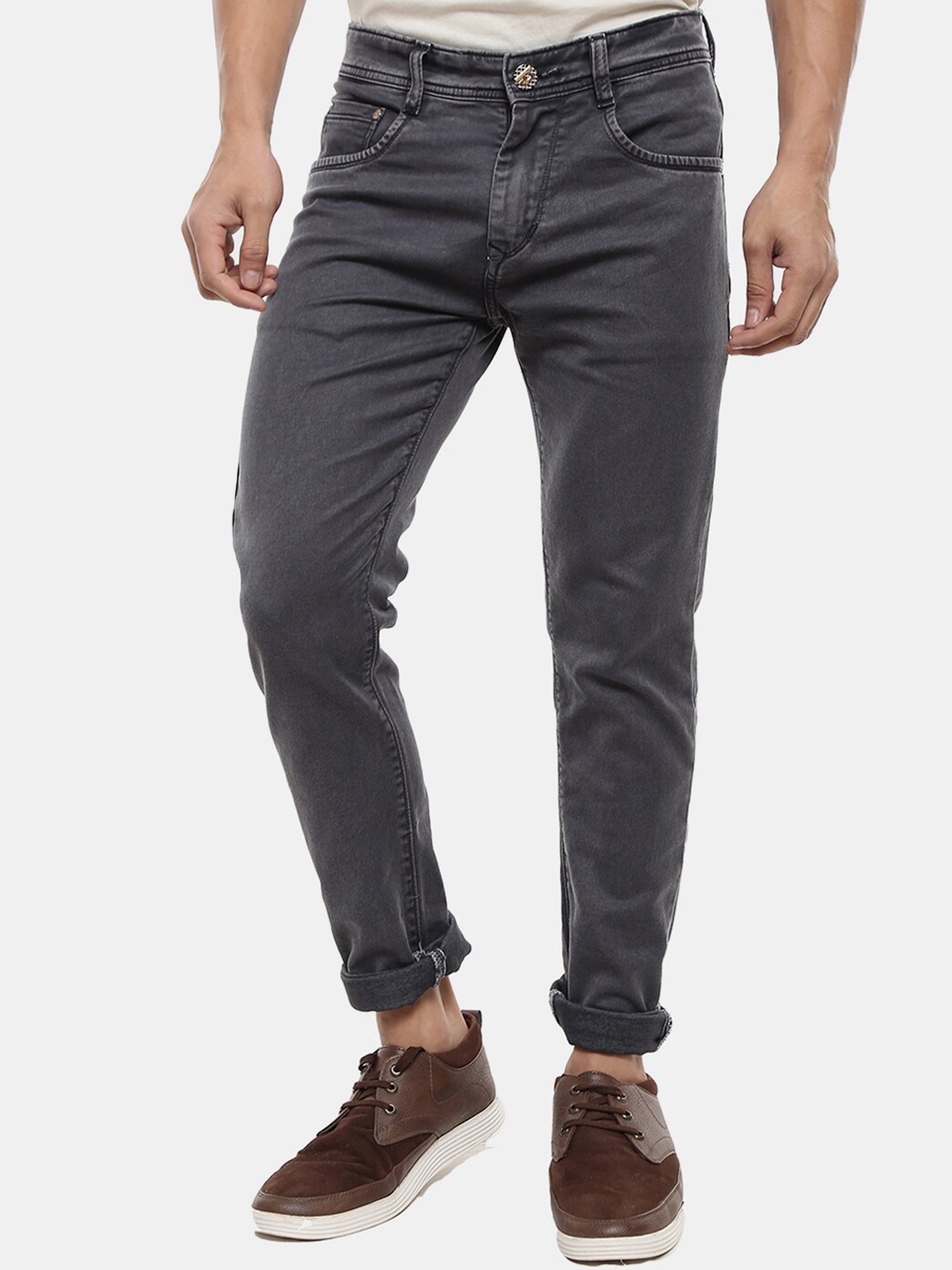 

V-Mart Men Grey Classic Slim Fit Cotton Jeans