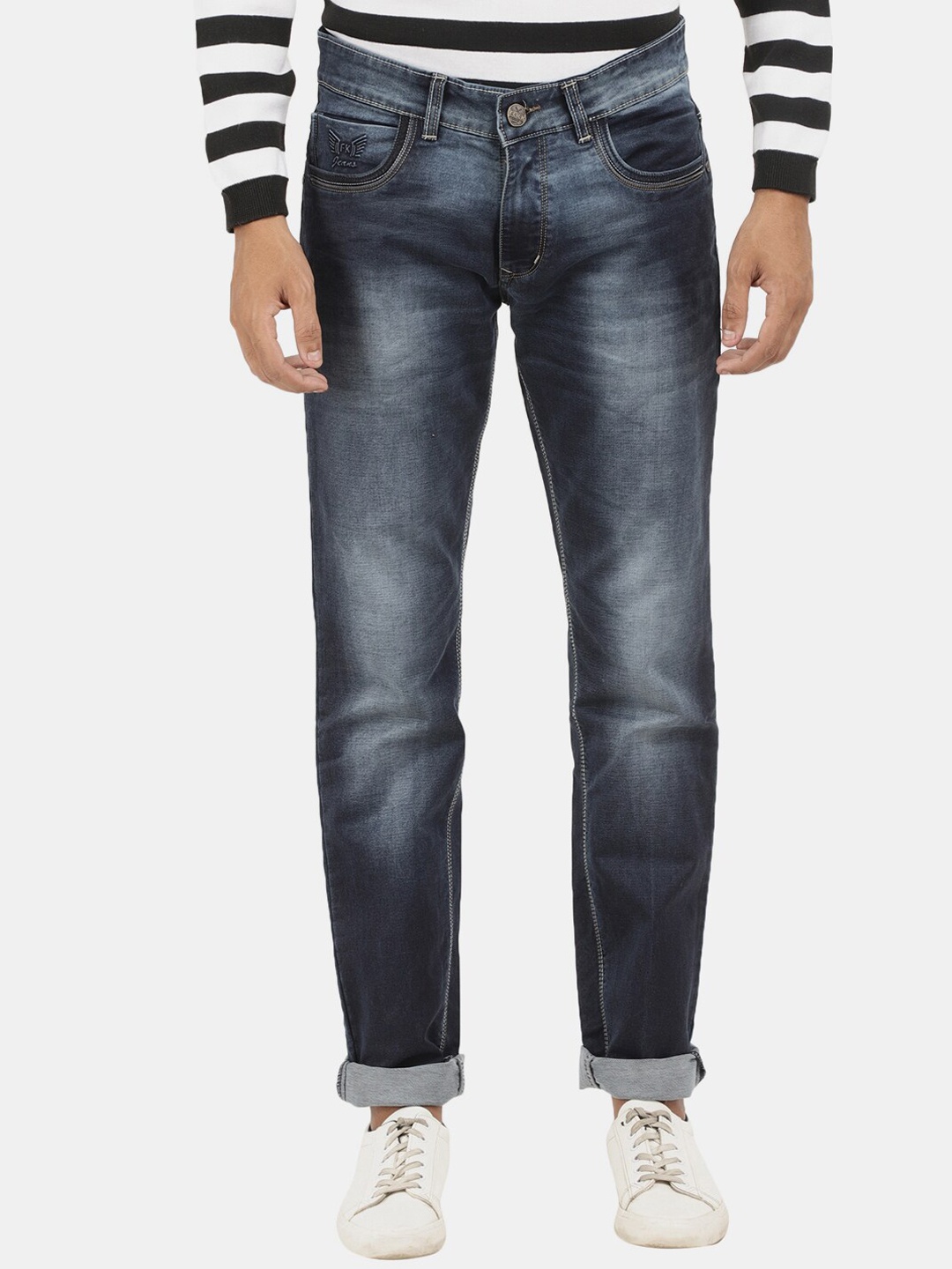 

V-Mart Men Blue Classic Slim Fit Heavy Fade Cotton Jeans