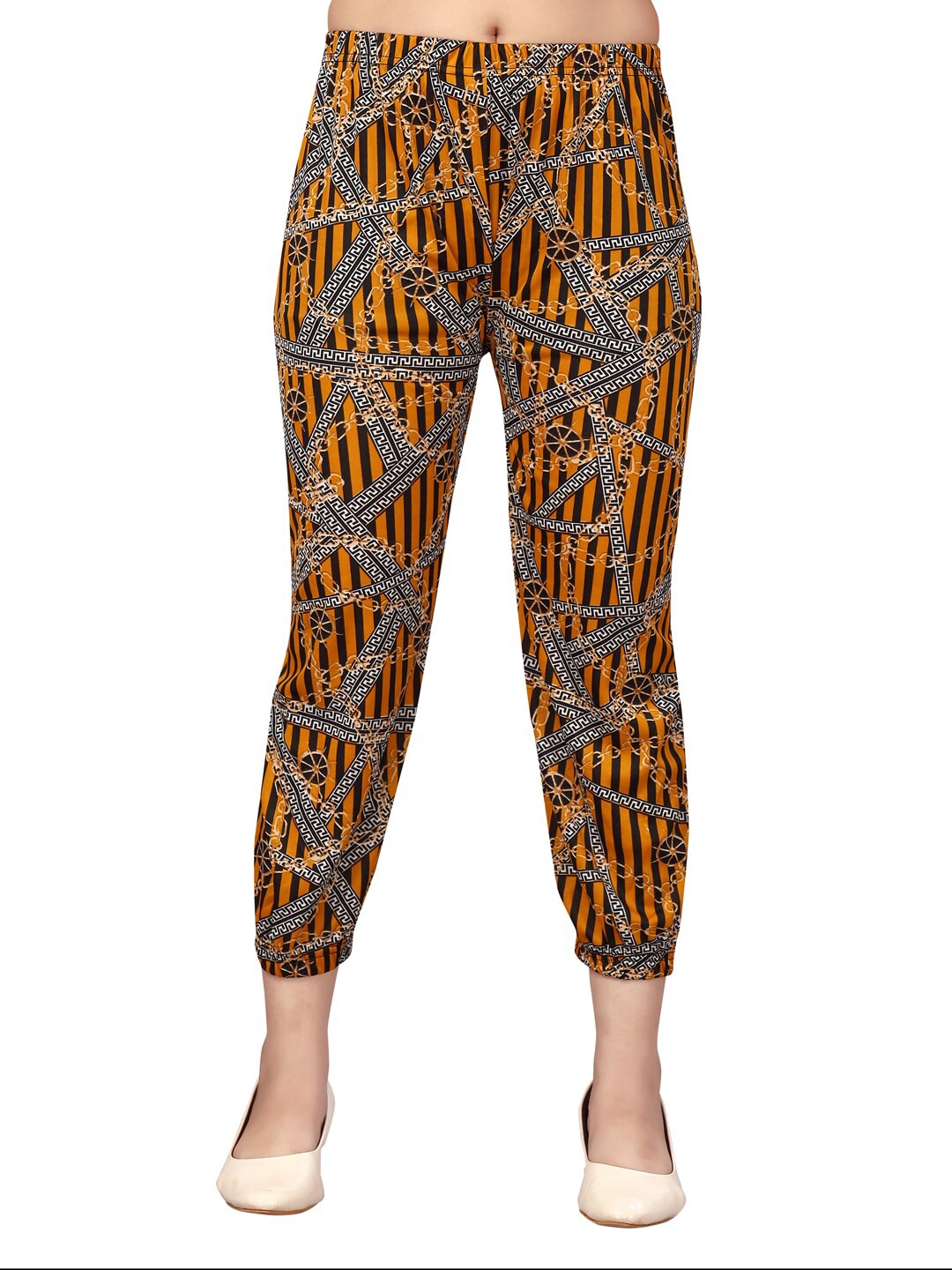 

Aarika Girls Mustard Yellow Printed Cotton Harem Pant