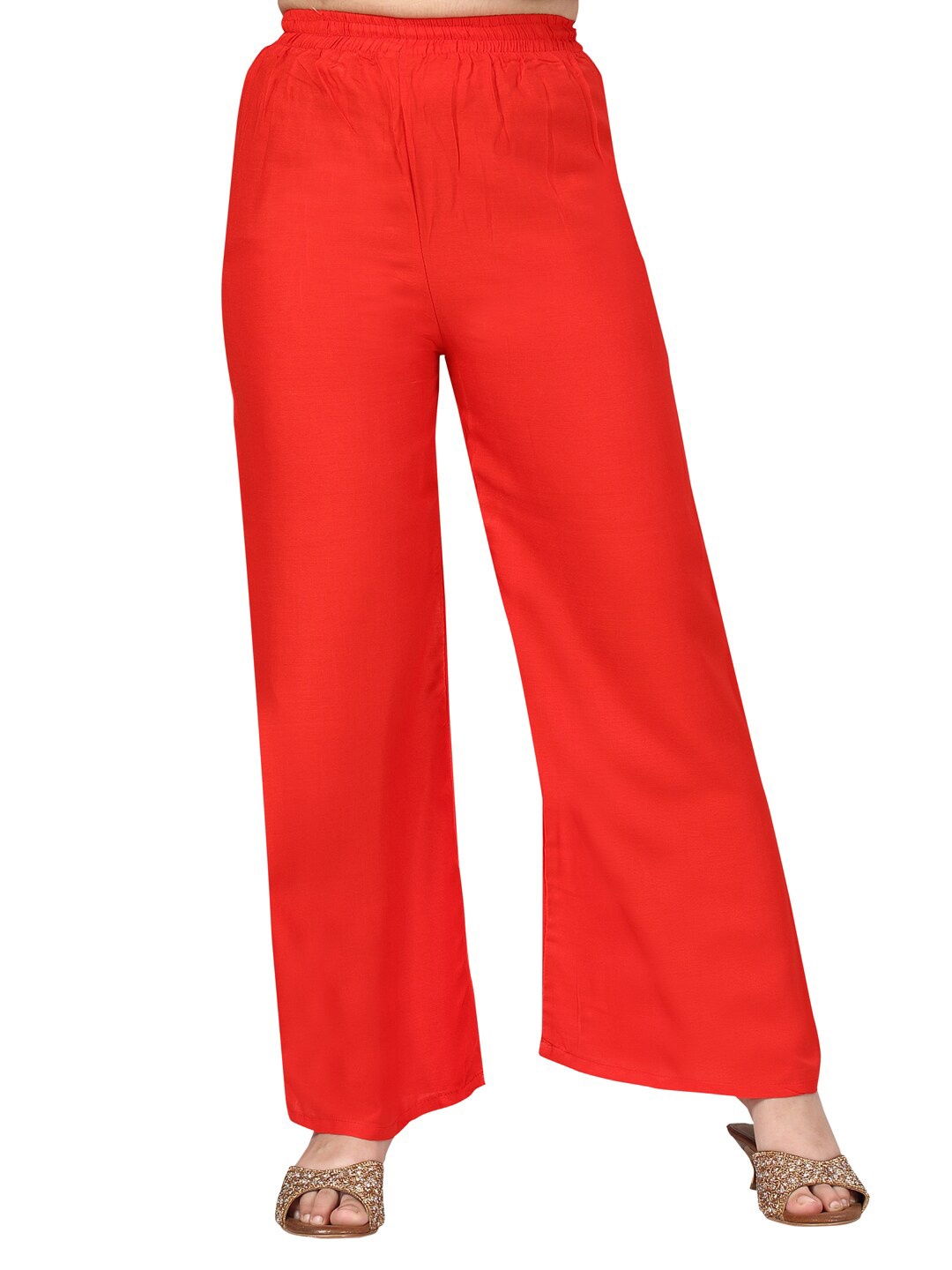 

Aarika Girls Red Flared Handloom Palazzos