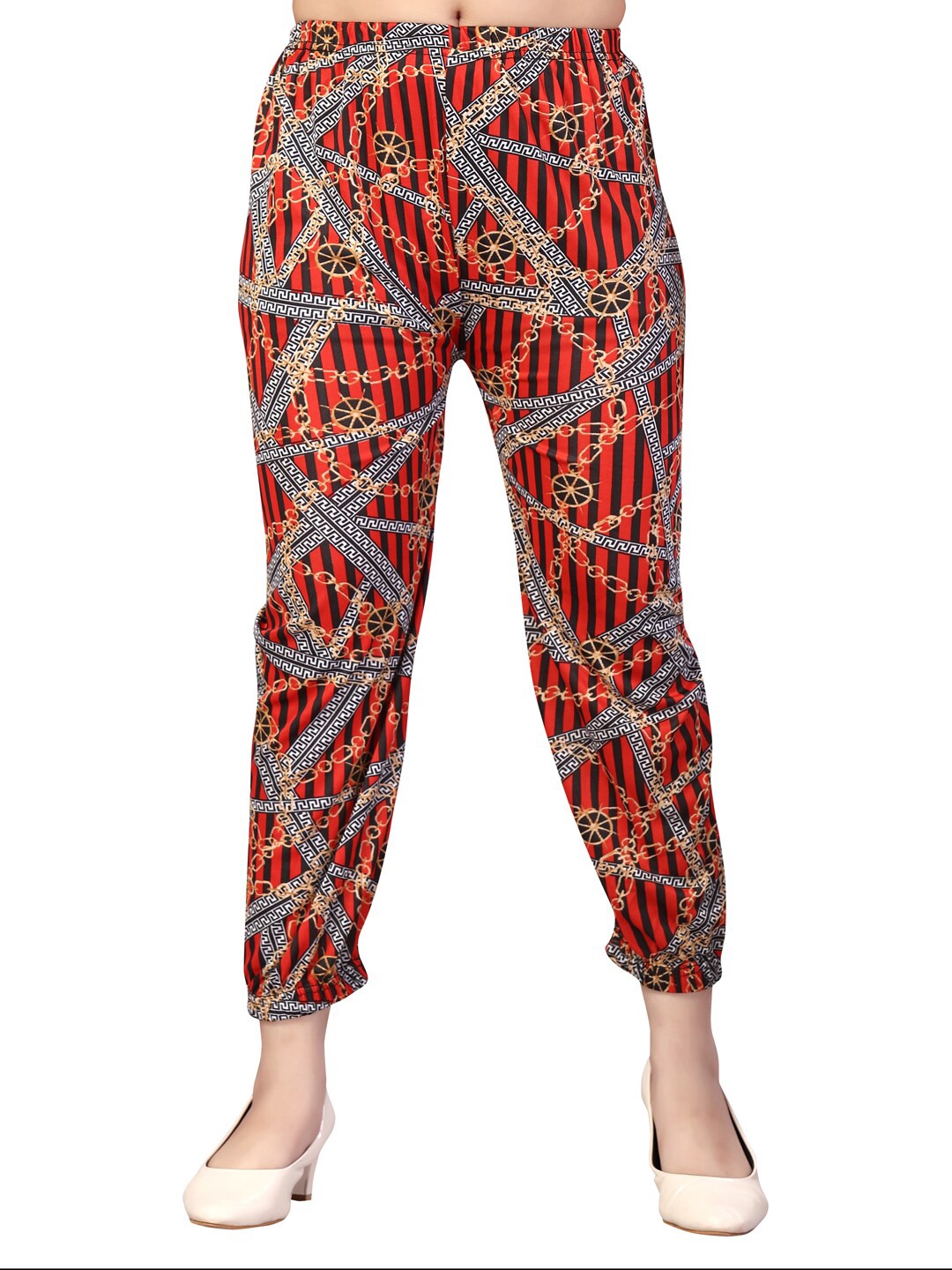 

Aarika Girls Red Printed Cotton Harem Pant