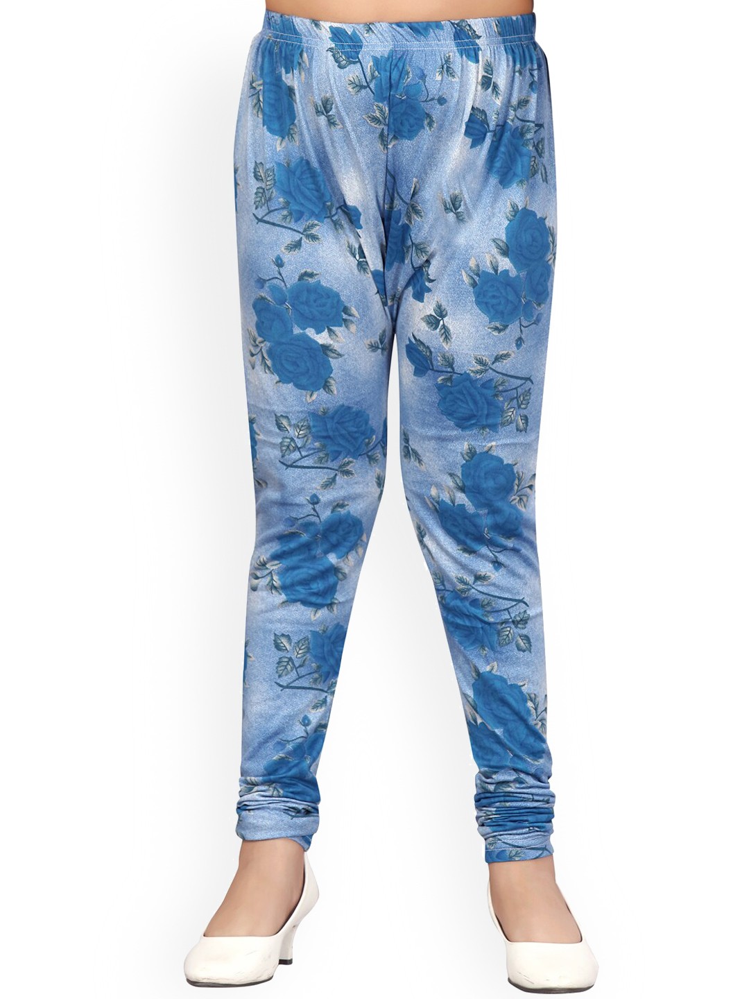 

Aarika Girls Blue Printed Churidar-Length Cotton Leggings