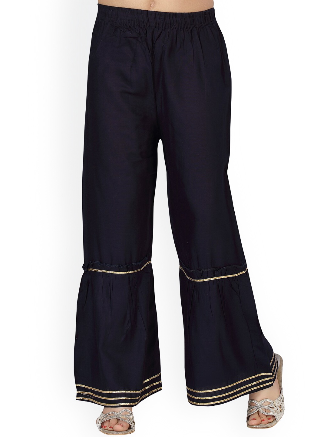 

Aarika Girls Navy Blue & Gold-Toned Flared Ethnic Sharara
