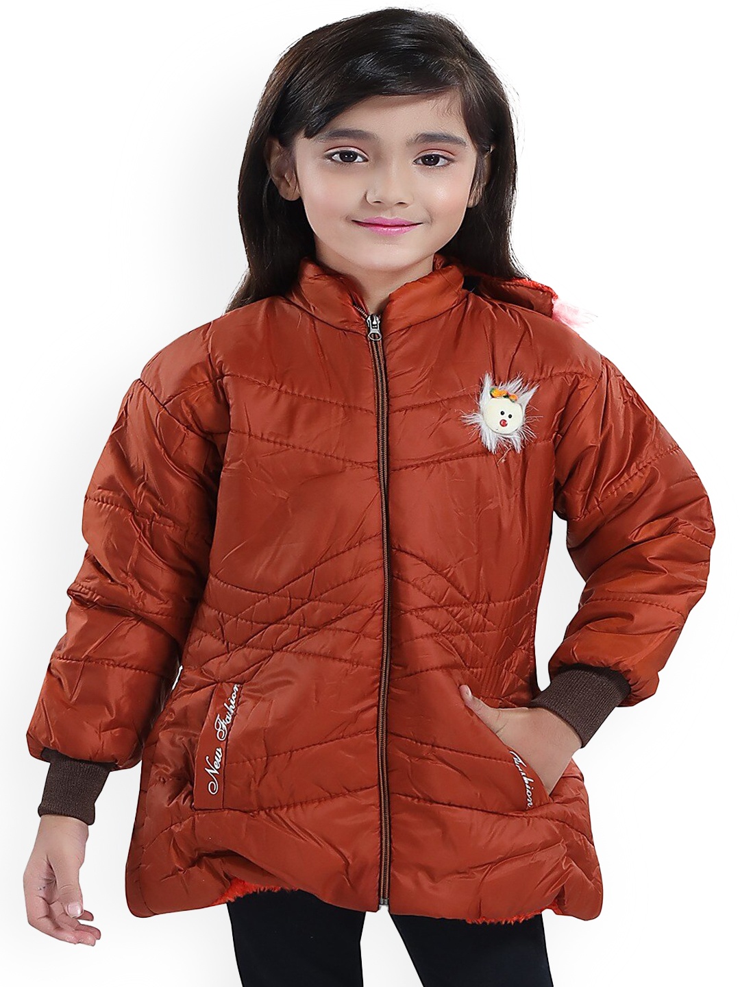 

Aarika Girls Orange Longline Padded Jacket