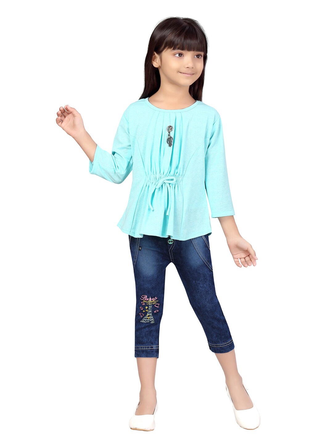 

Aarika Girls Green & Blue Top with Capris, Sea green