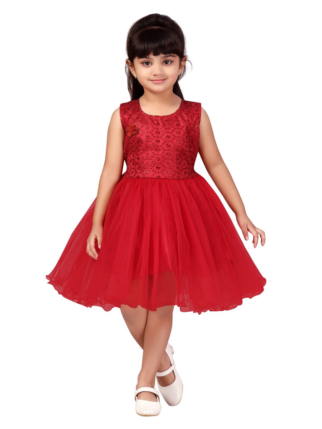 

Aarika Girls Maroon Solid Fit & Flare dress