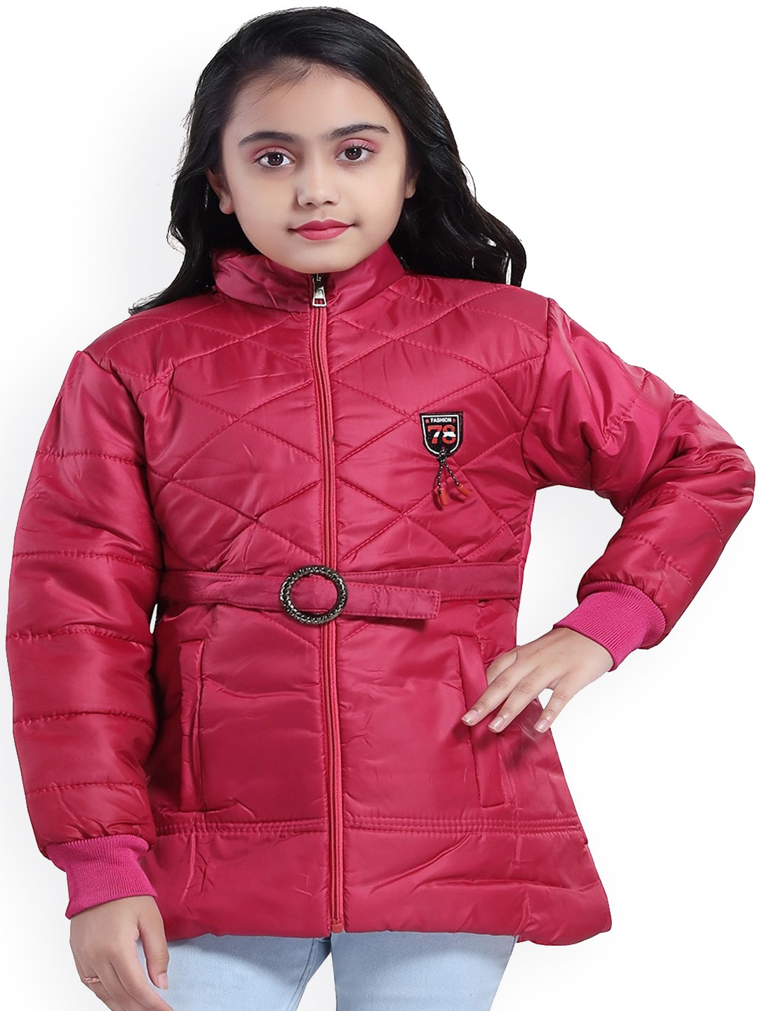 

Aarika Girls Fuchsia Longline Hooded Padded Jacket