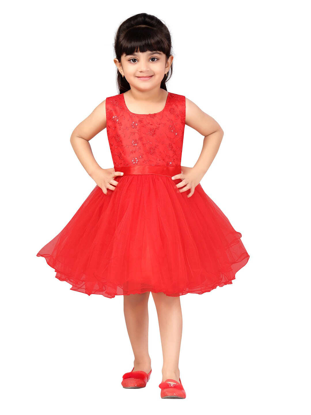 

Aarika Girls Red Solid Fit & Flare Dress