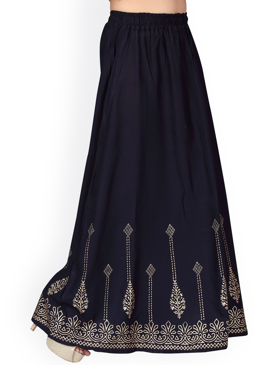 

Aarika Girls Navy Blue Printed Pure Cotton Flared Maxi Skirt