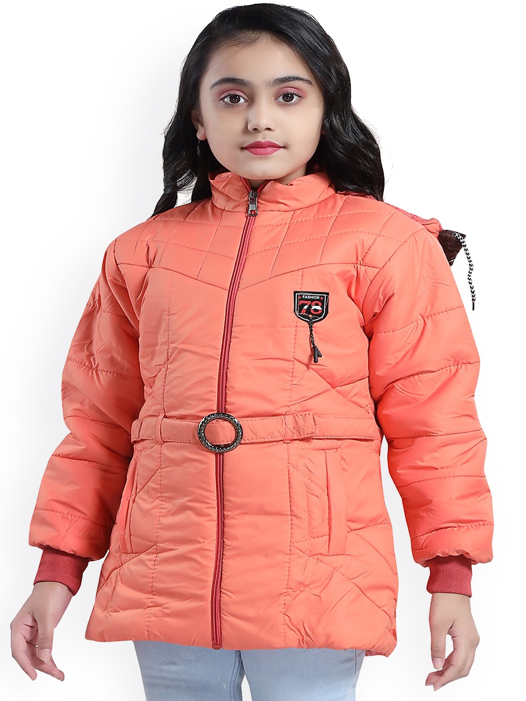 

Aarika Girls Peach-Coloured Longline Padded Jacket