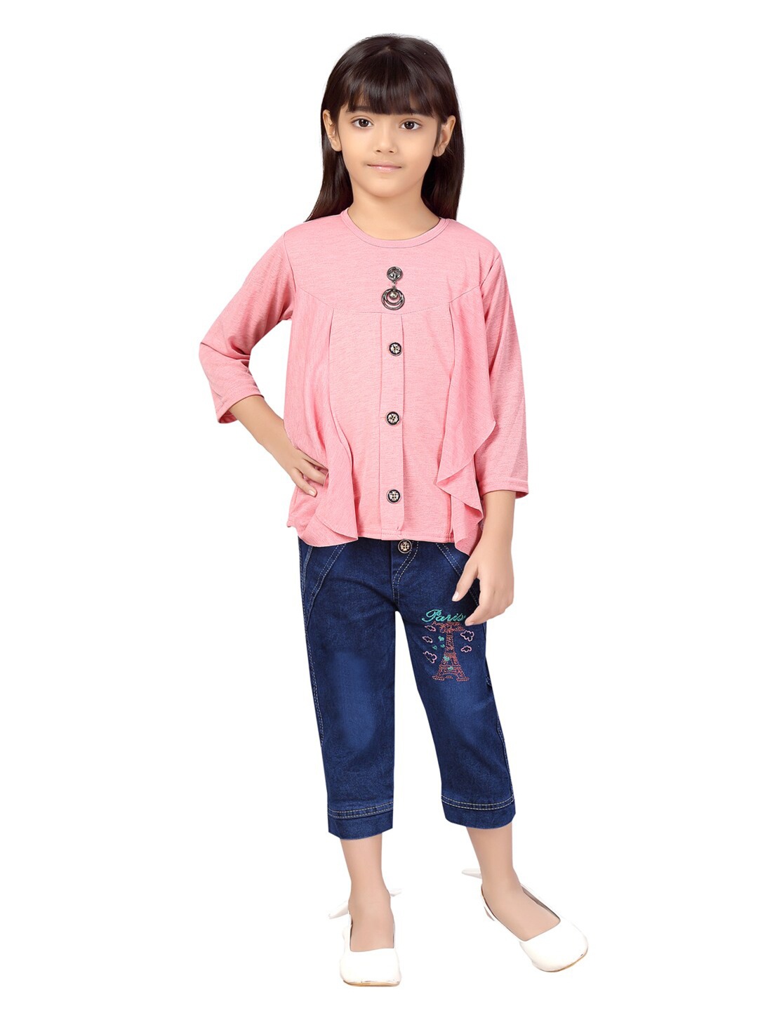 

Aarika Girls Pink & Blue Top with Capris