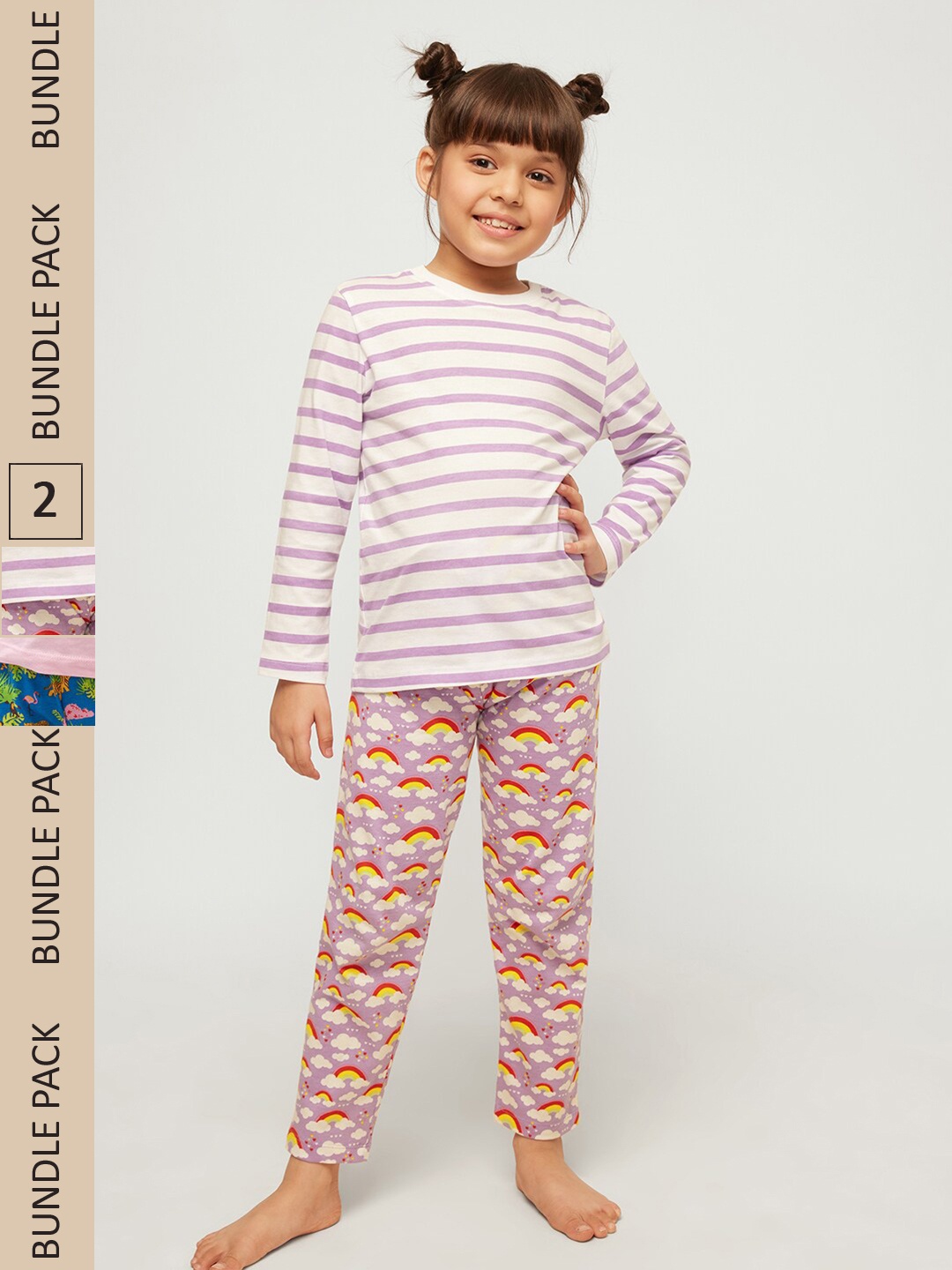 

frangipani Girls White & Blue Printed T-shirt with Pyjamas