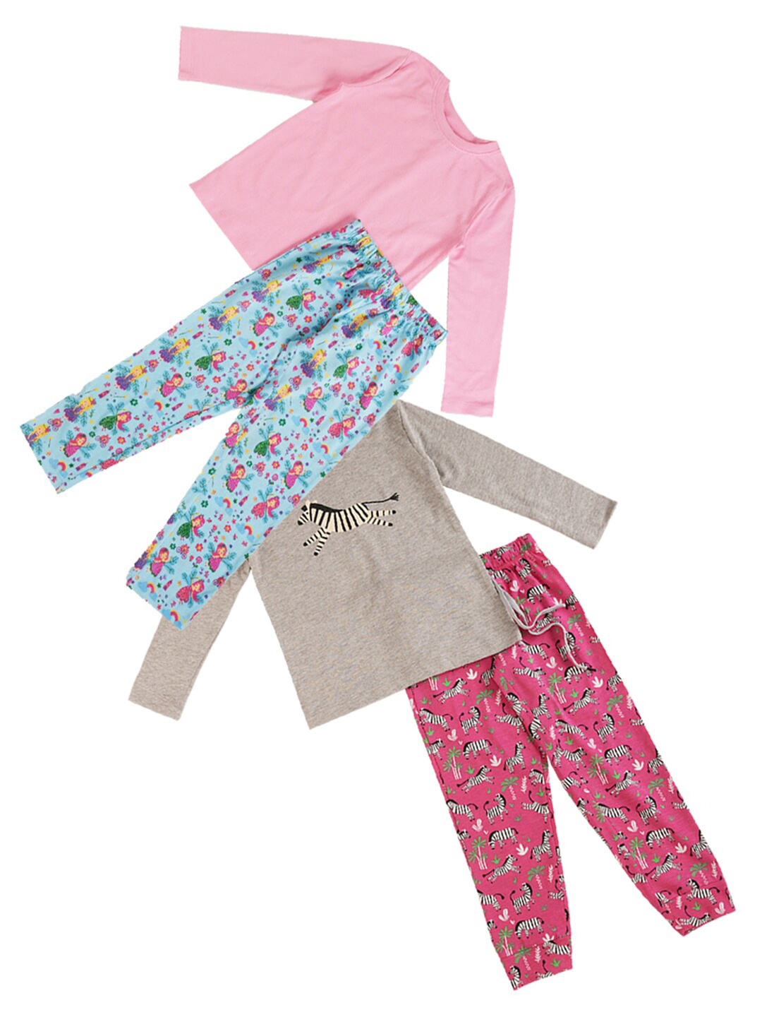 

frangipani Girls Peach-Coloured & Blue Printed T-shirt with Pyjamas