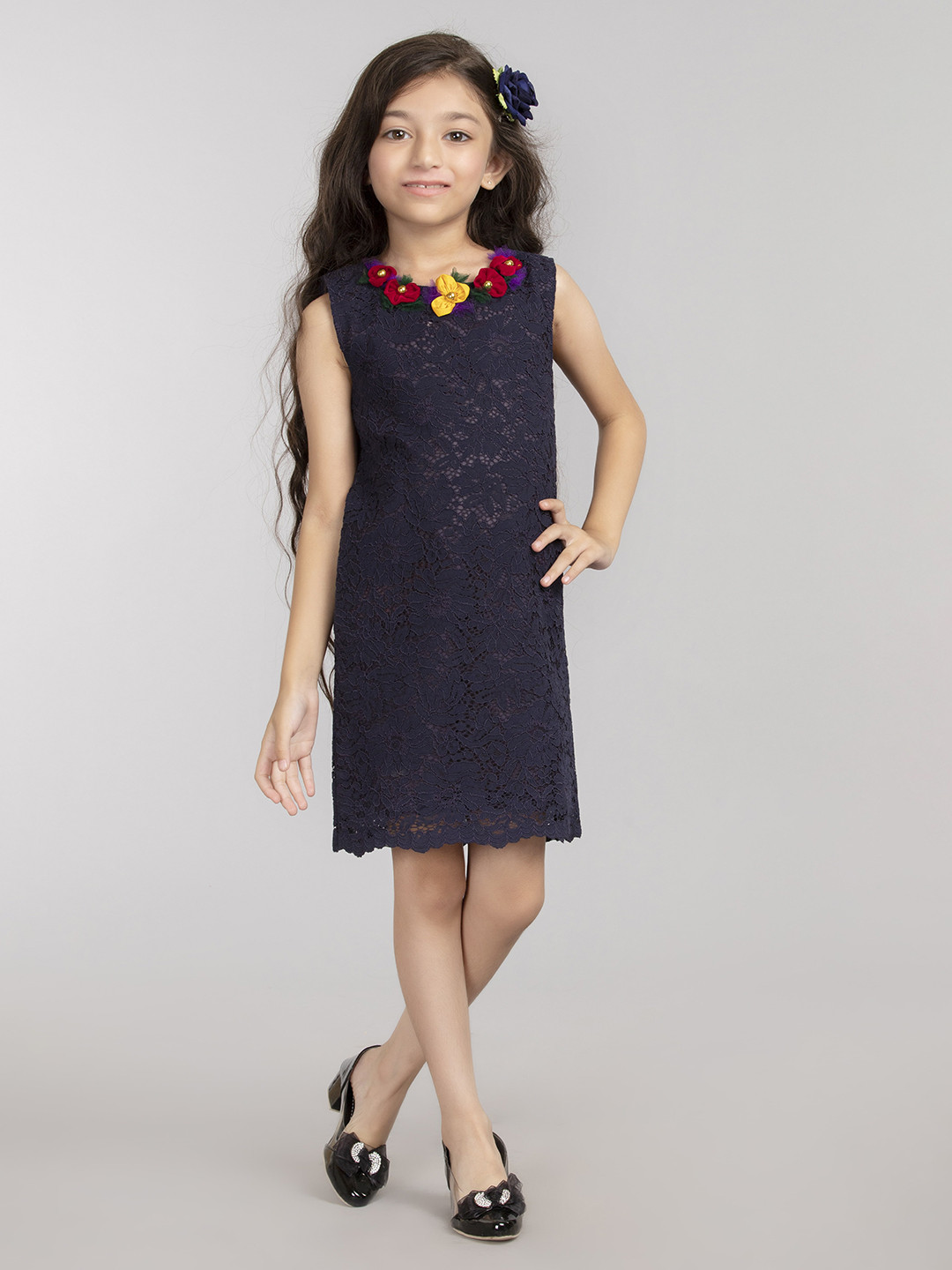 

BYB PREMIUM Navy Blue Lace Sheath Dress