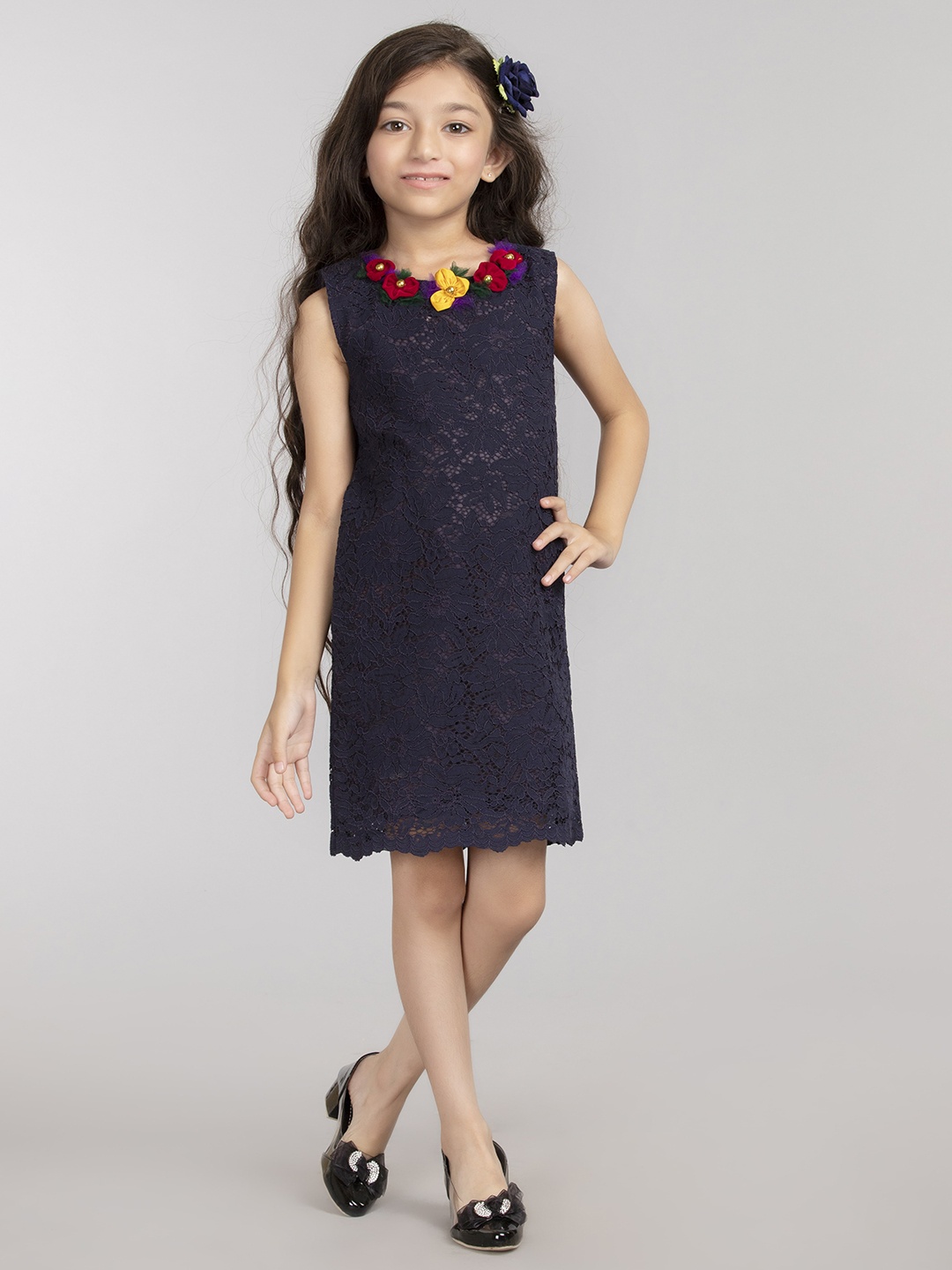 

BYB PREMIUM Navy Blue Lace Sheath Dress