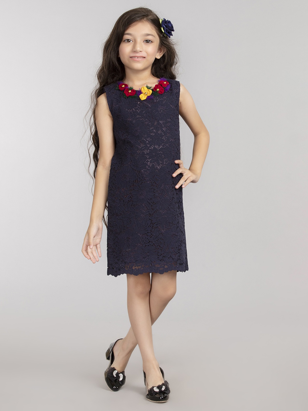 

BYB PREMIUM Navy Blue Lace Sheath Dress