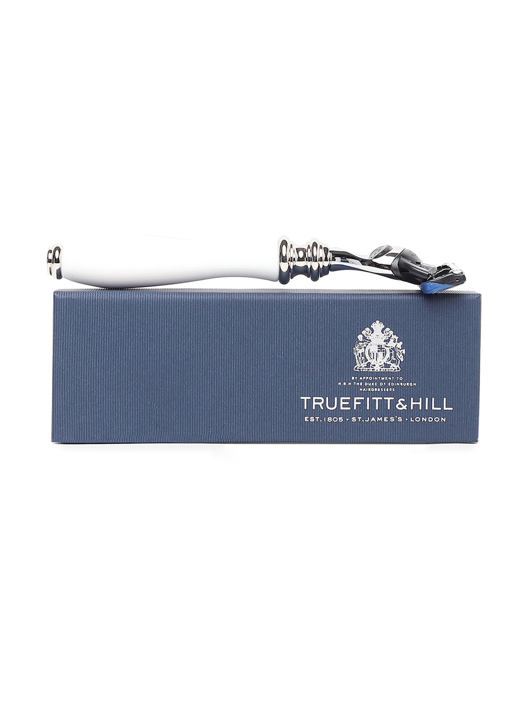 

TRUEFITT & HILL Men Faux Porcelain Chrome Wellington Fusion Shaving Razor, White