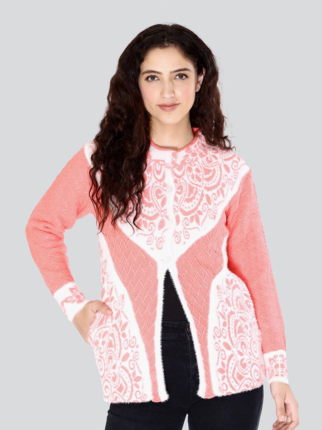 

Arshiya Women Orange & White Printed Cardigan