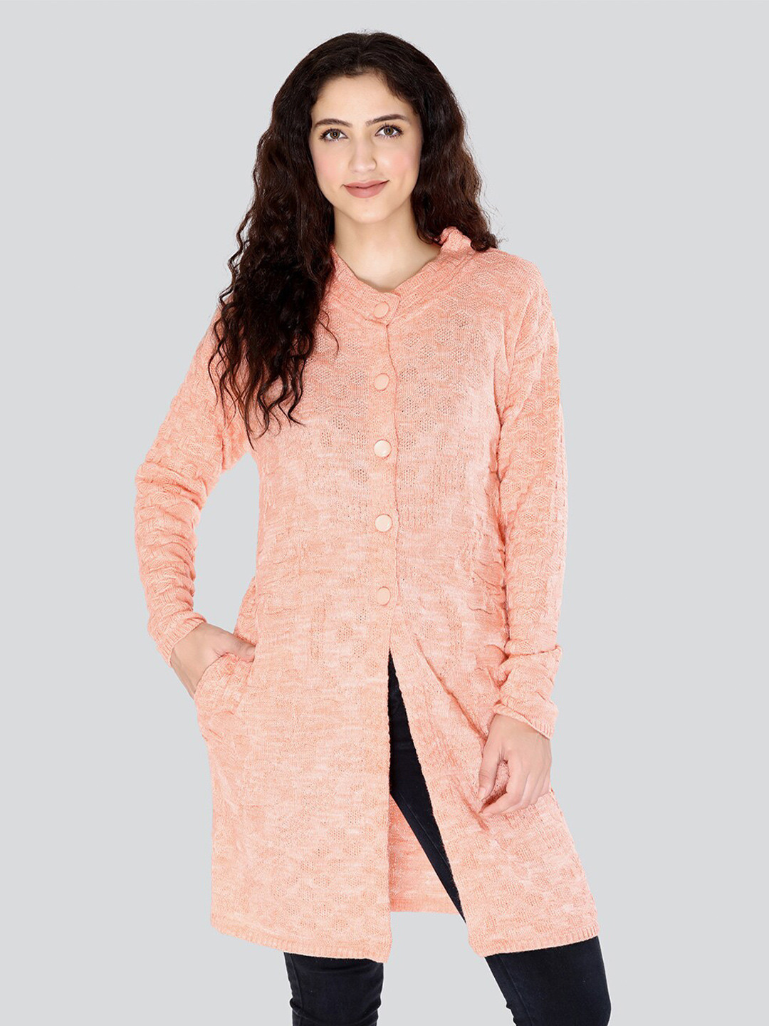 

Arshiya Women Orange Floral Longline Cardigan