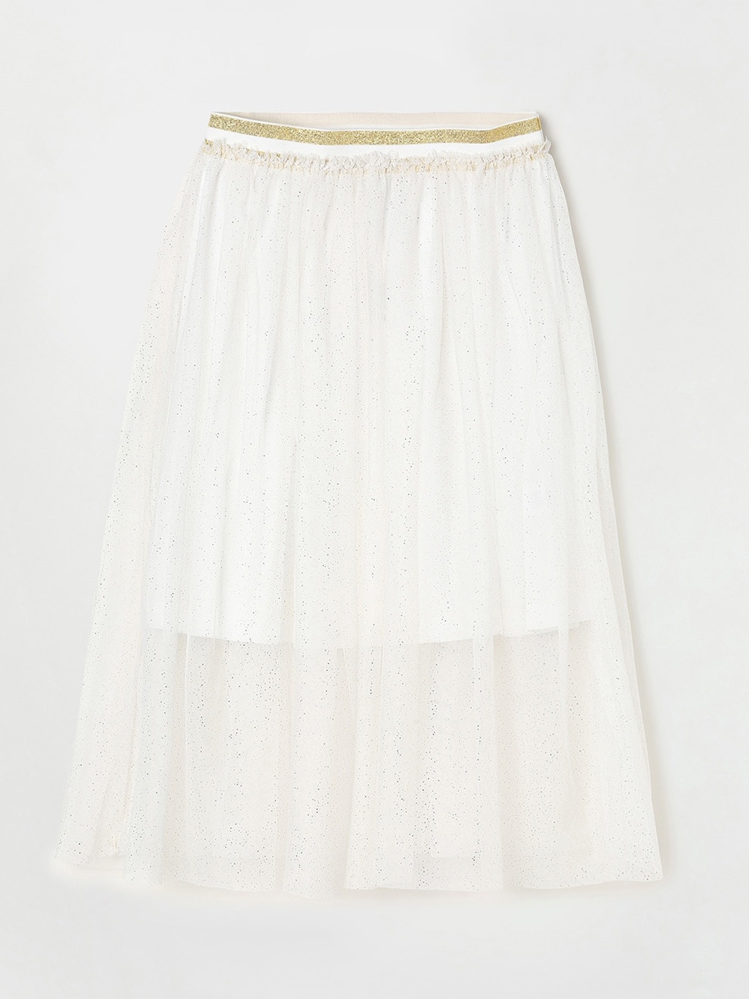 

Fame Forever by Lifestyle Girls White Printed Semi-Sheer A-line Skirt