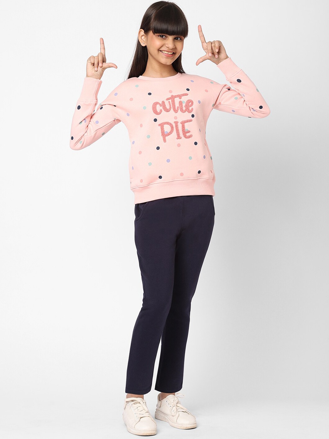 

Sweet Dreams Girls Pink Printed Fleece Tracksuits