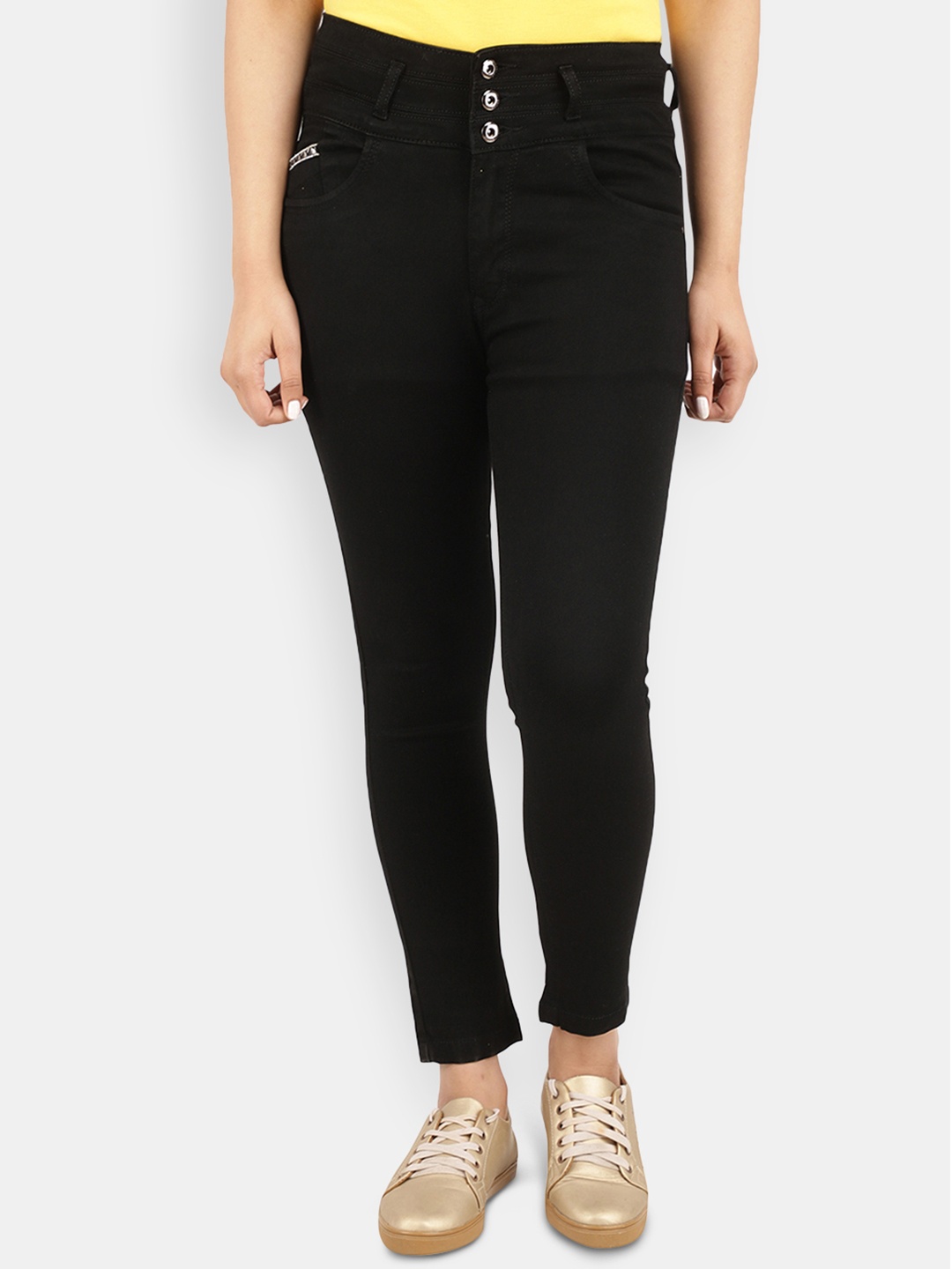 

V-Mart Women Classic Fit Mid-Rise Cotton Jeans, Black