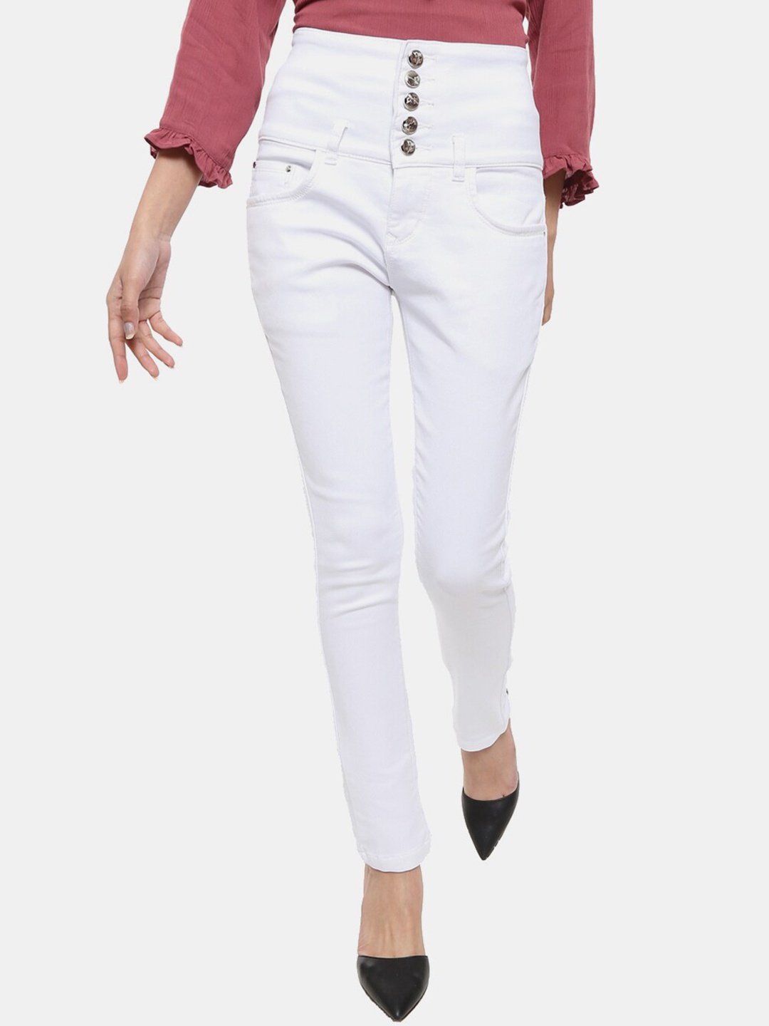 

V-Mart Women White Classic Cotton Jeans