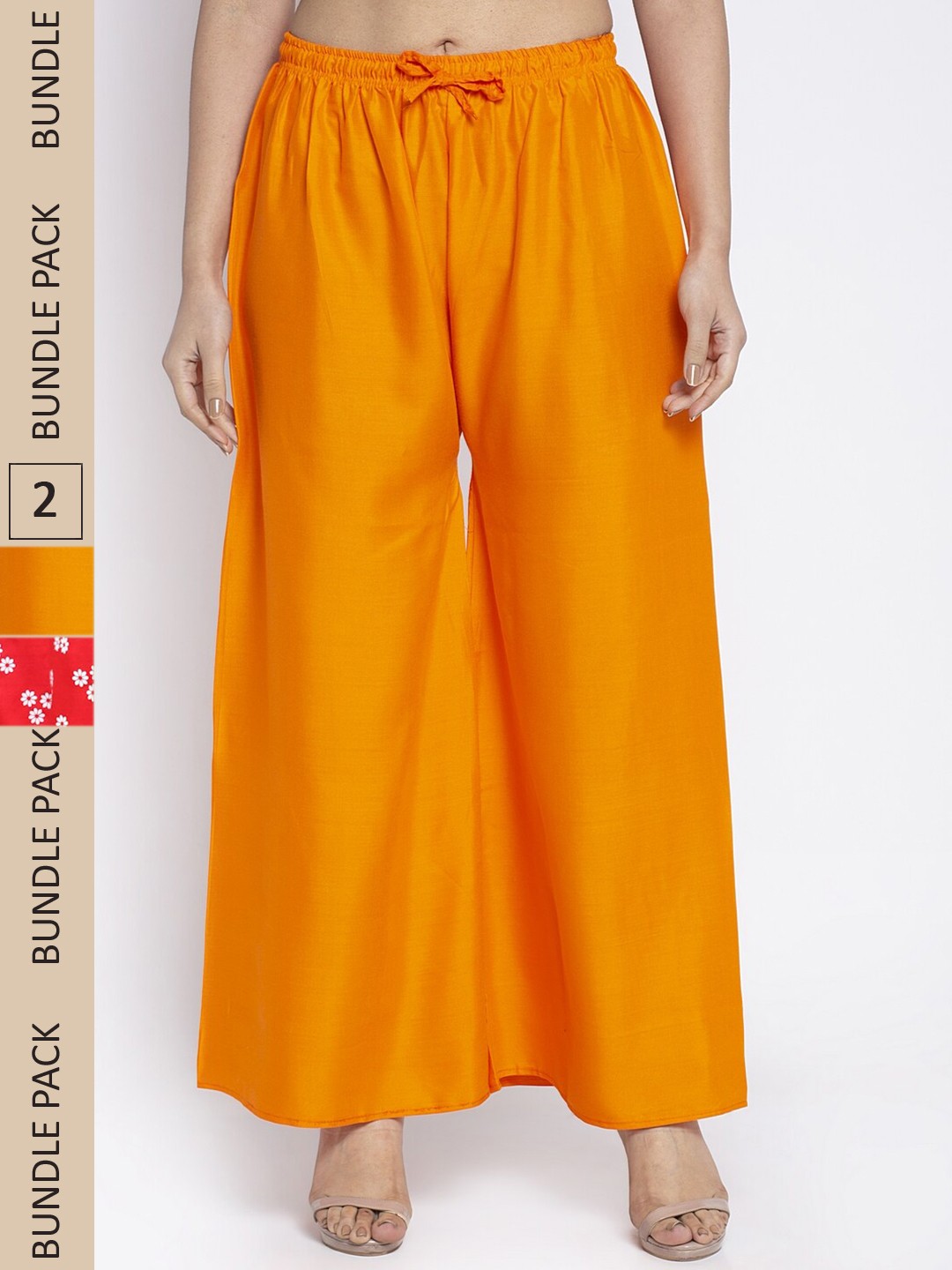 

GRACIT Women Orange & Red 2 Floral Printed Flared Ethnic Palazzos