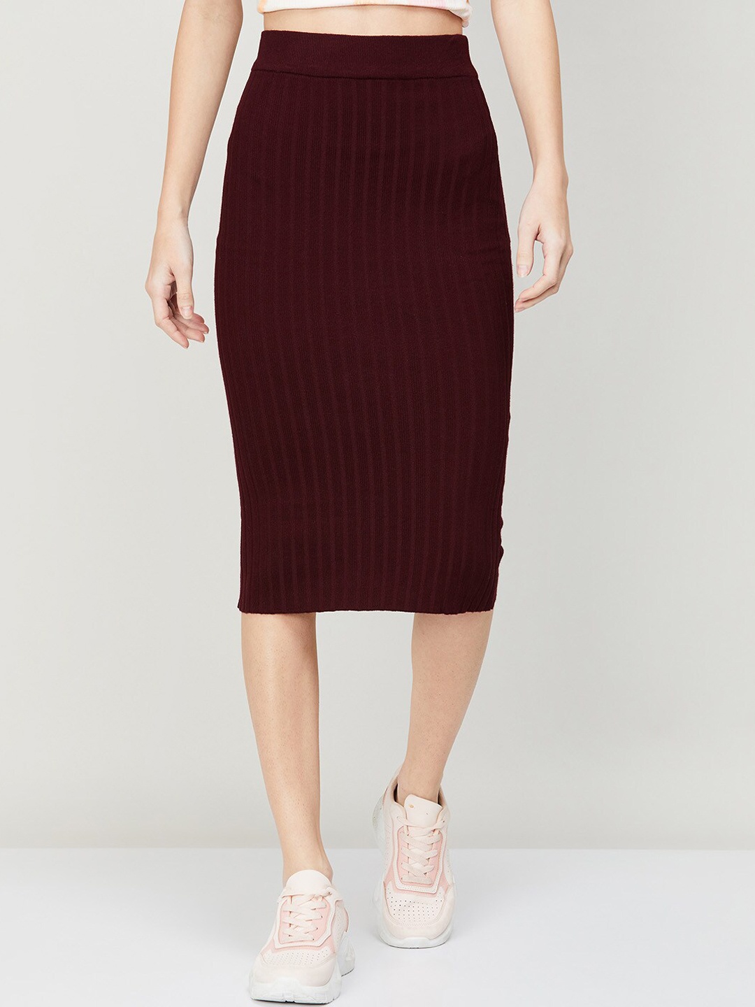 

Ginger by Lifestyle Women Maroon Pencil Midi Skirt