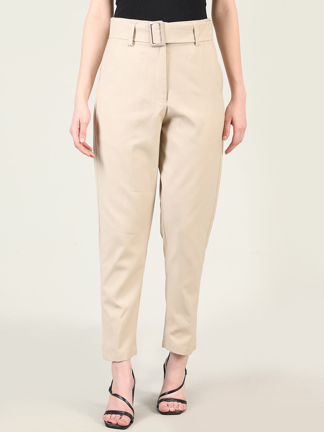 

Dlanxa Women Beige Solid Regular Fit Formal Trousers