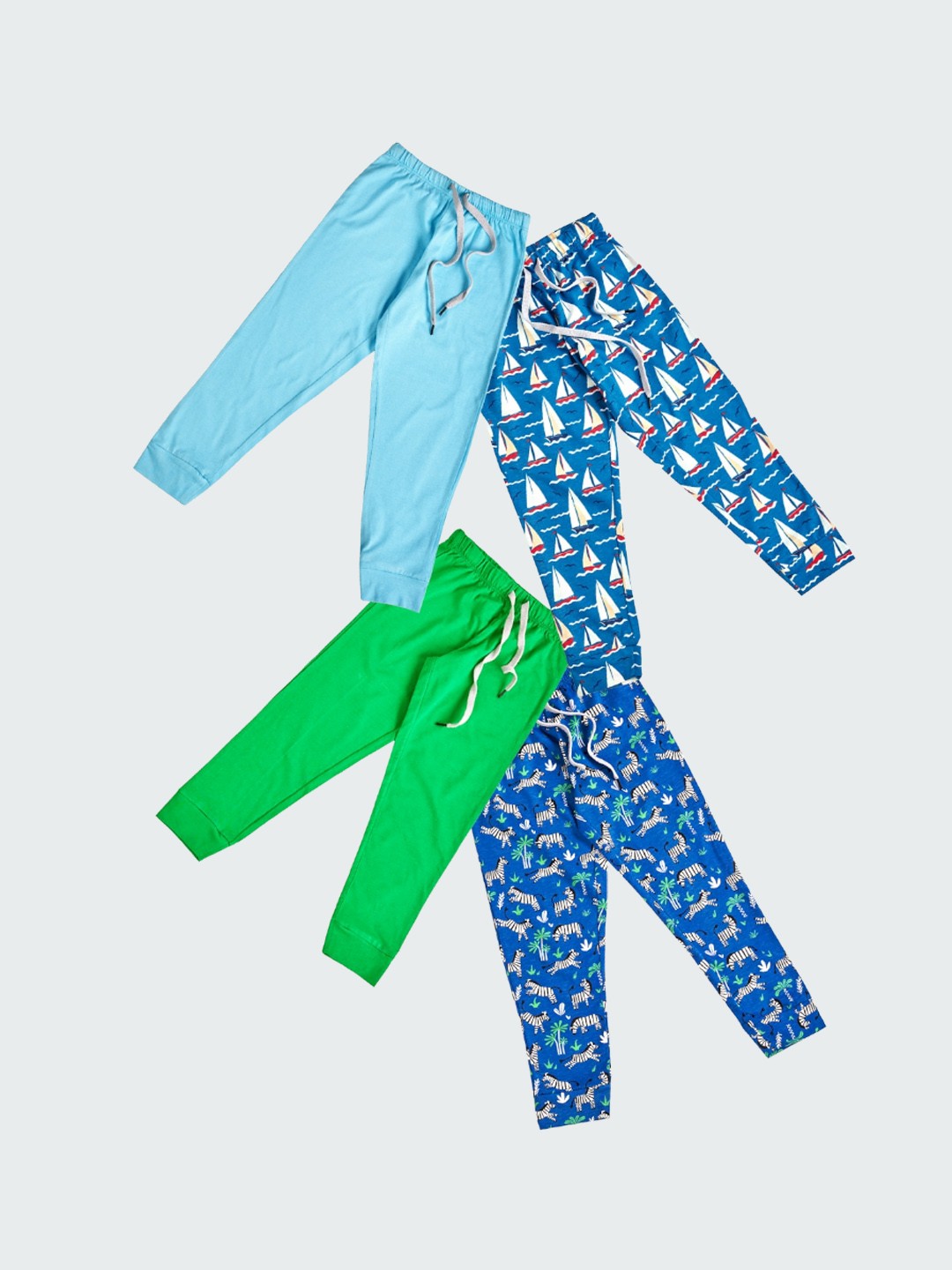 

frangipani Boys Pack Of 4 Printed Cotton Trousers, Blue