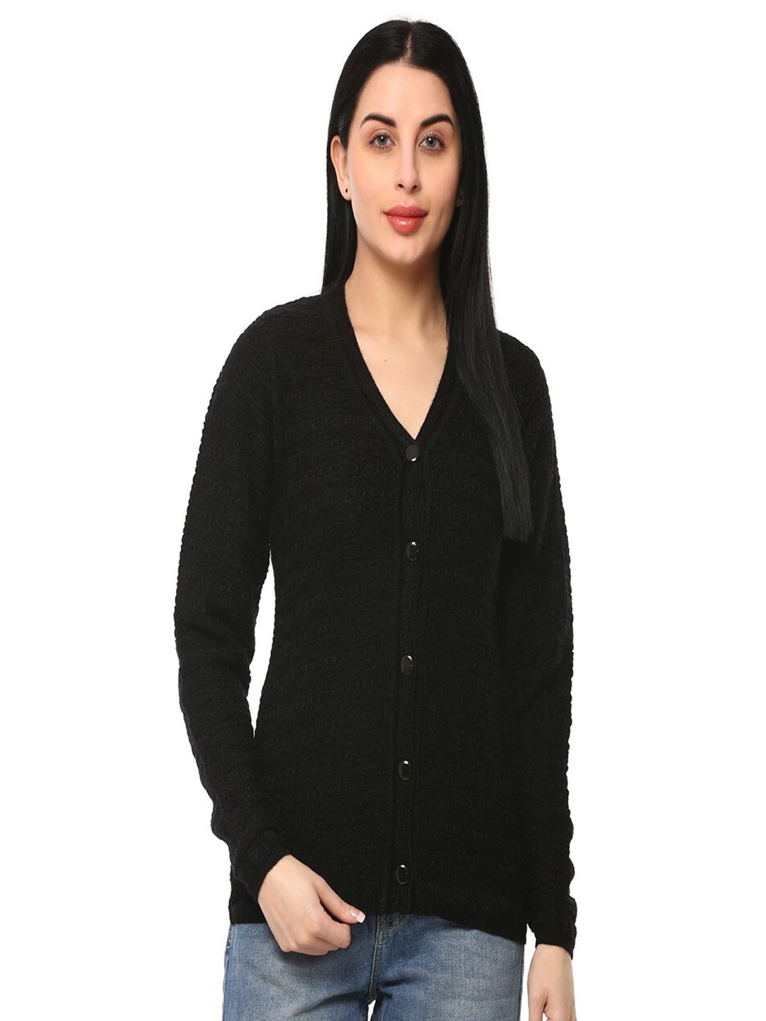 

GLAMAZE Women Black Cardigan