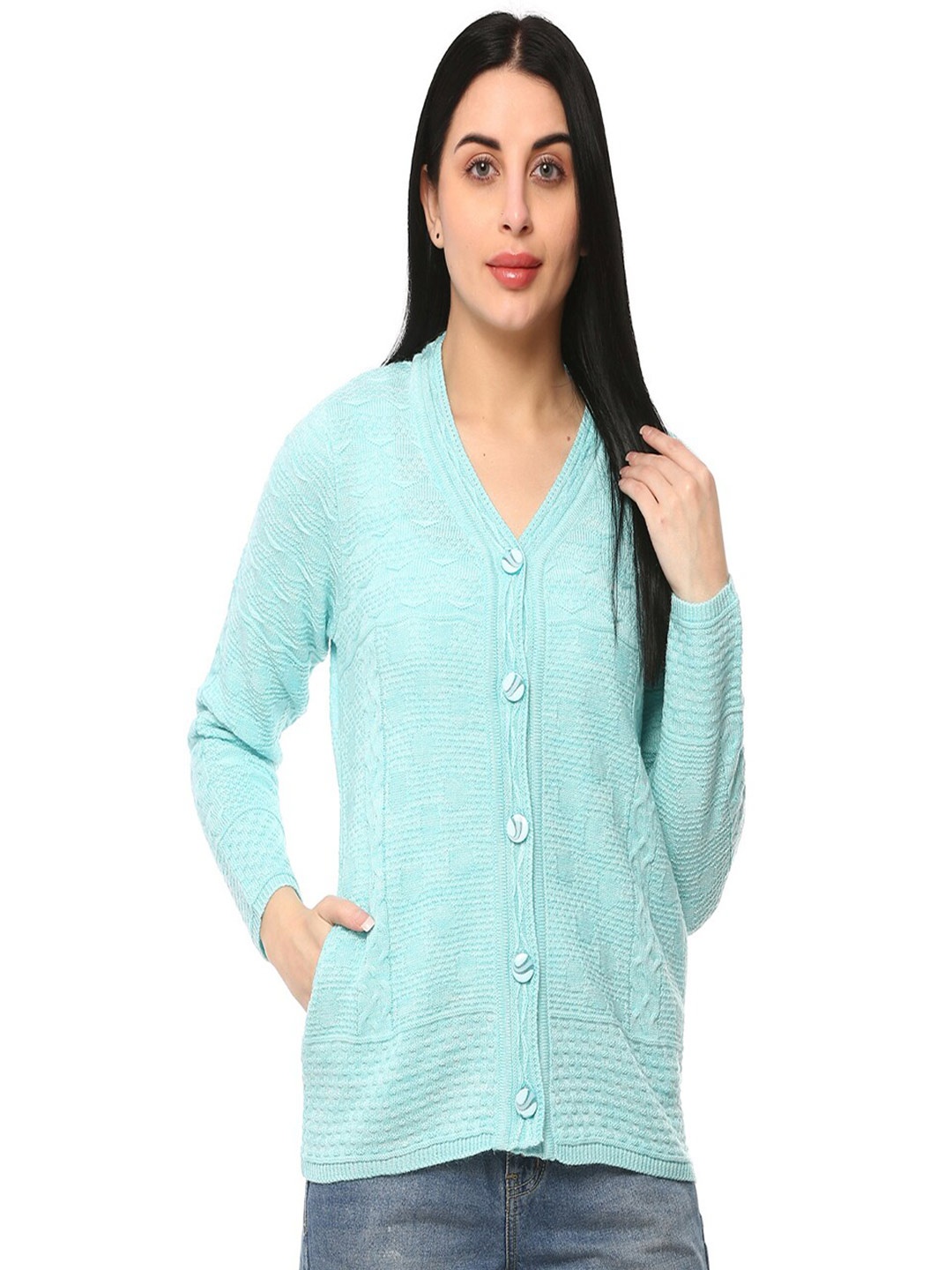 

GLAMAZE Women Blue Cardigan