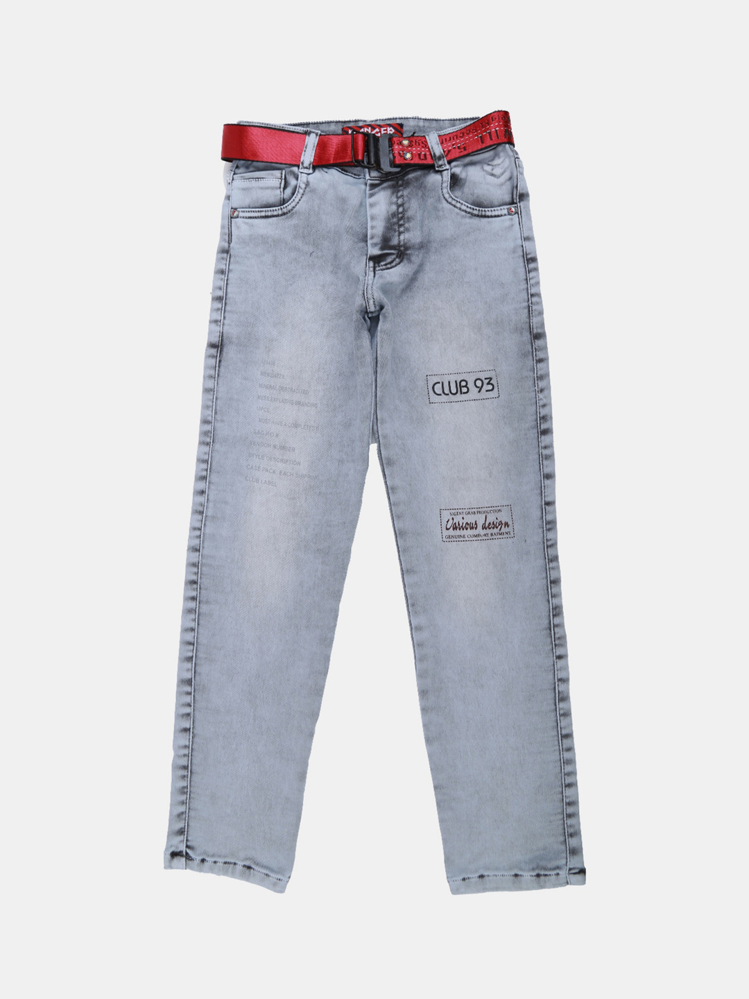 

V-Mart Boys Grey Classic Mildly Distressed Heavy Fade Cotton Jeans