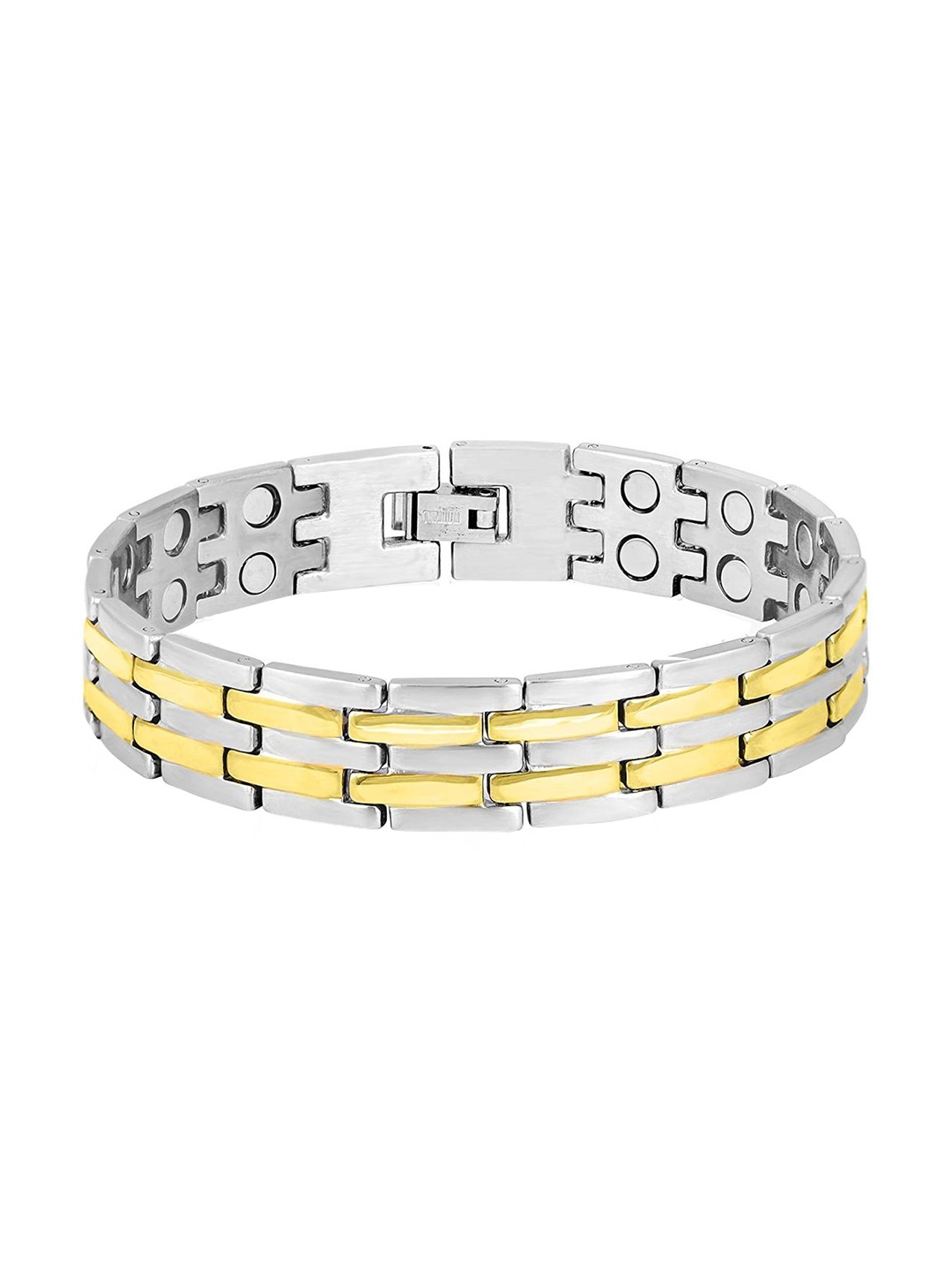 

ZIVOM Men Silver-Toned & Yellow Silver-Plated Wraparound Bracelet