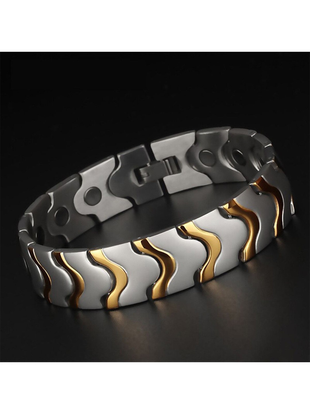 

ZIVOM Men Gold-Toned & Silver-Toned Gold-Plated Link Bracelet