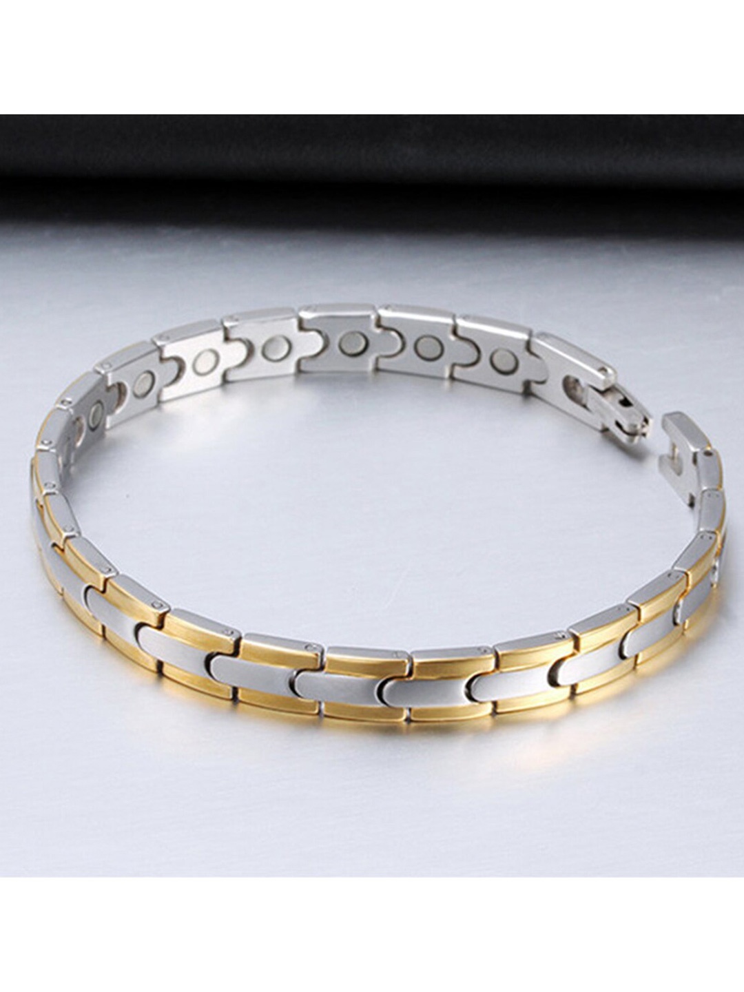 

ZIVOM Men Silver-Toned Gold-Plated Wraparound Bracelet