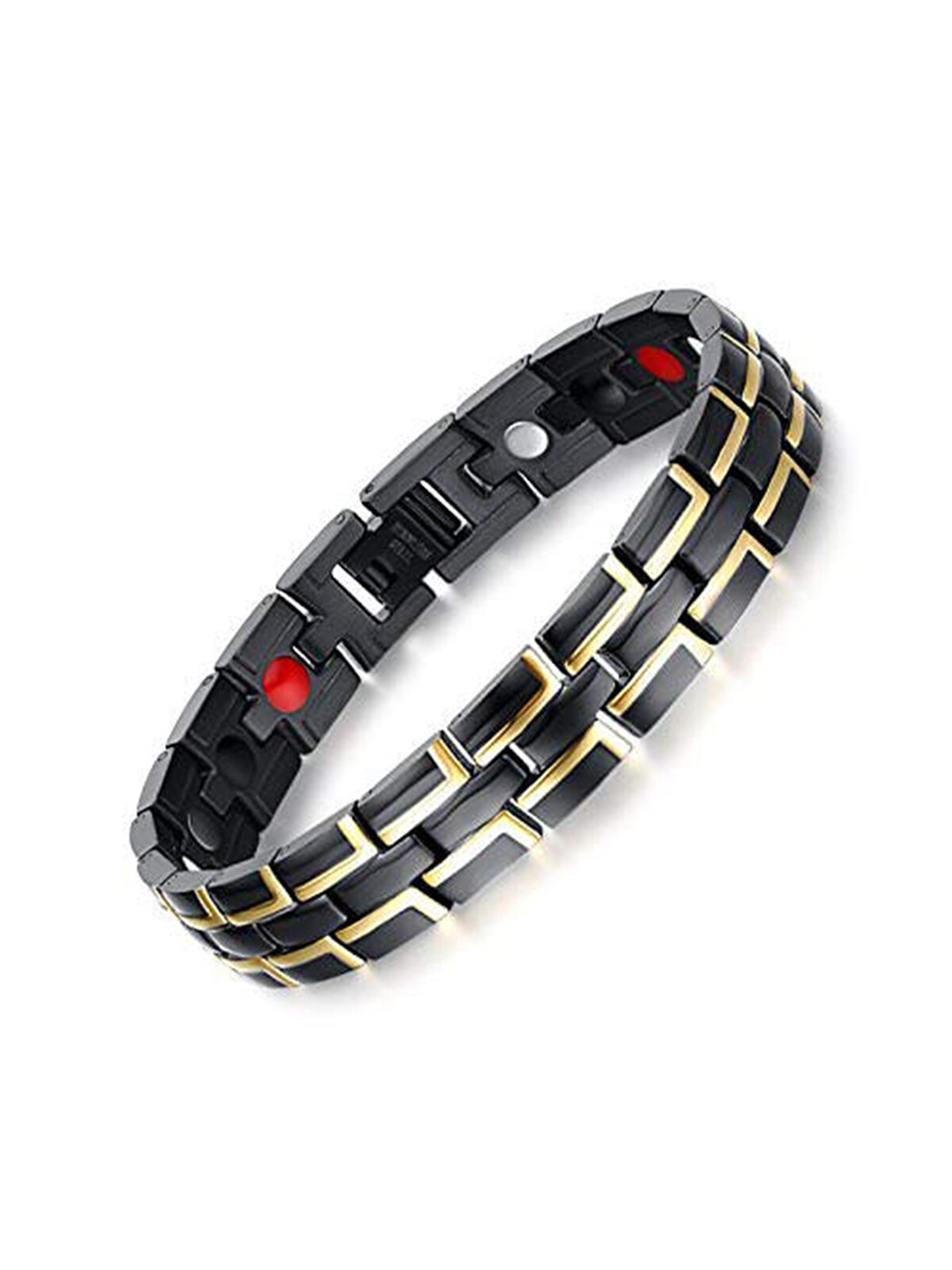 

ZIVOM Men Black Rhodium-Plated Link Bracelet