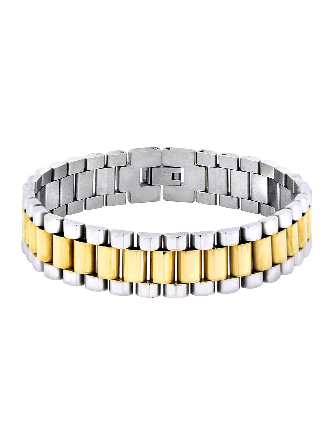 

ZIVOM Men Gold-Toned & Silver-Toned Gold-Plated Link Bracelet