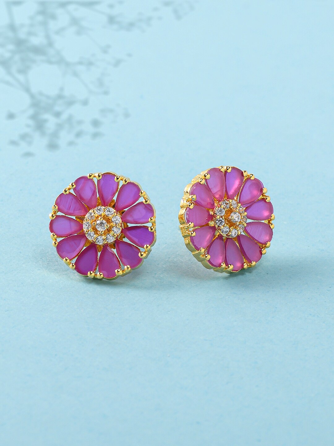 

Voylla Pink Gold-Plated Contemporary Studs Earrings