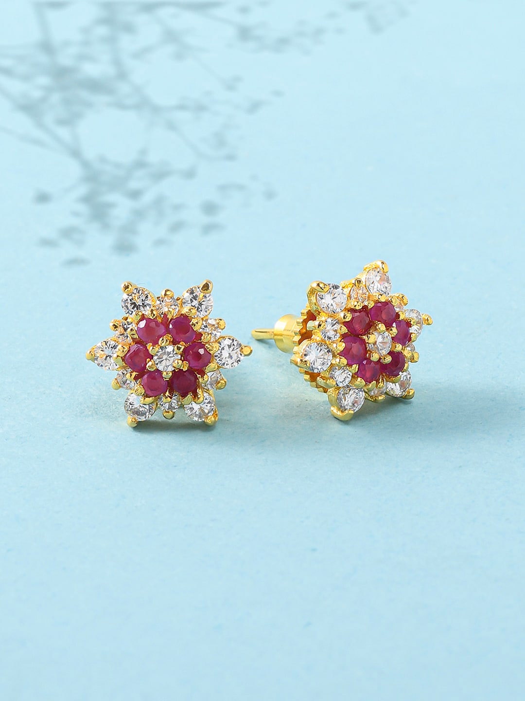 

Voylla Red Gold-Plated Contemporary Studs Earrings
