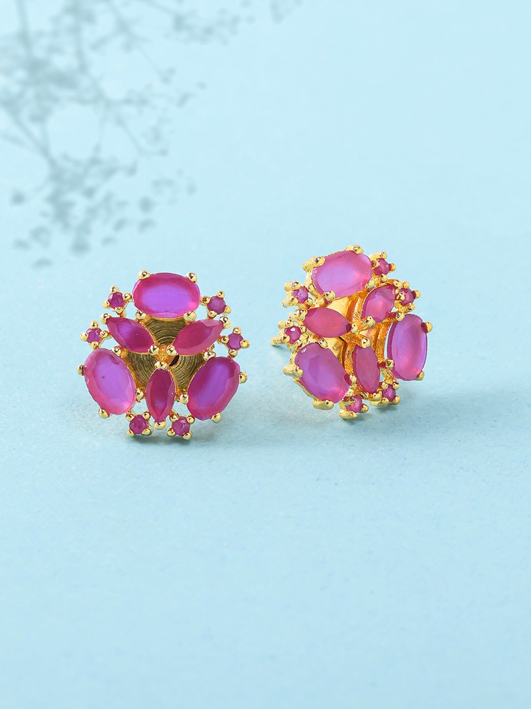 

Voylla Pink Gold-Plated Contemporary Studs Earrings