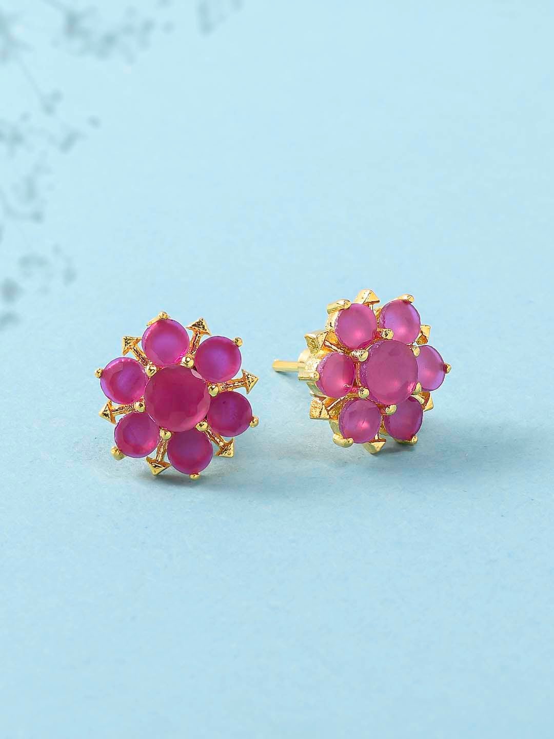 

Voylla Pink Gold-Plated Contemporary Studs Earrings