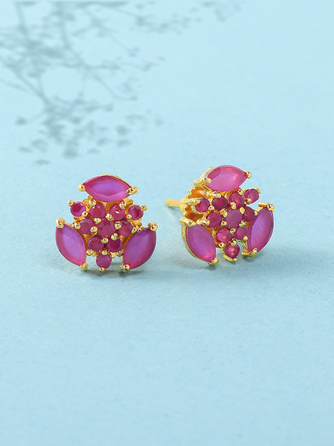 

Voylla Pink Gold-Plated Contemporary Studs Earrings