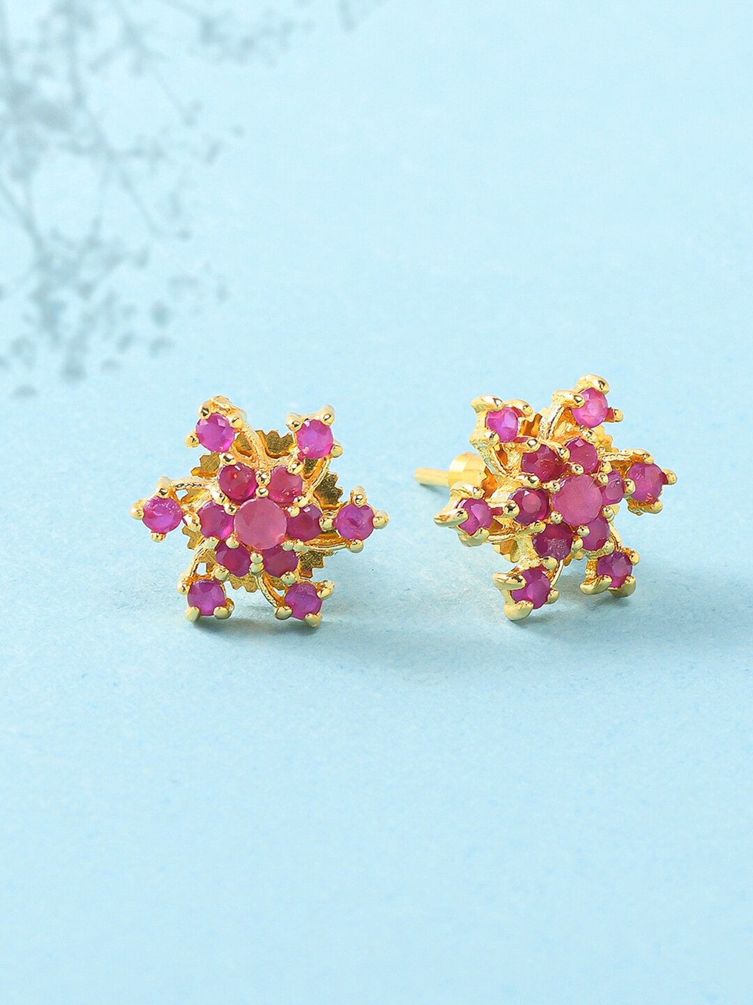 

Voylla Pink Gold-Plated Contemporary Studs Earrings