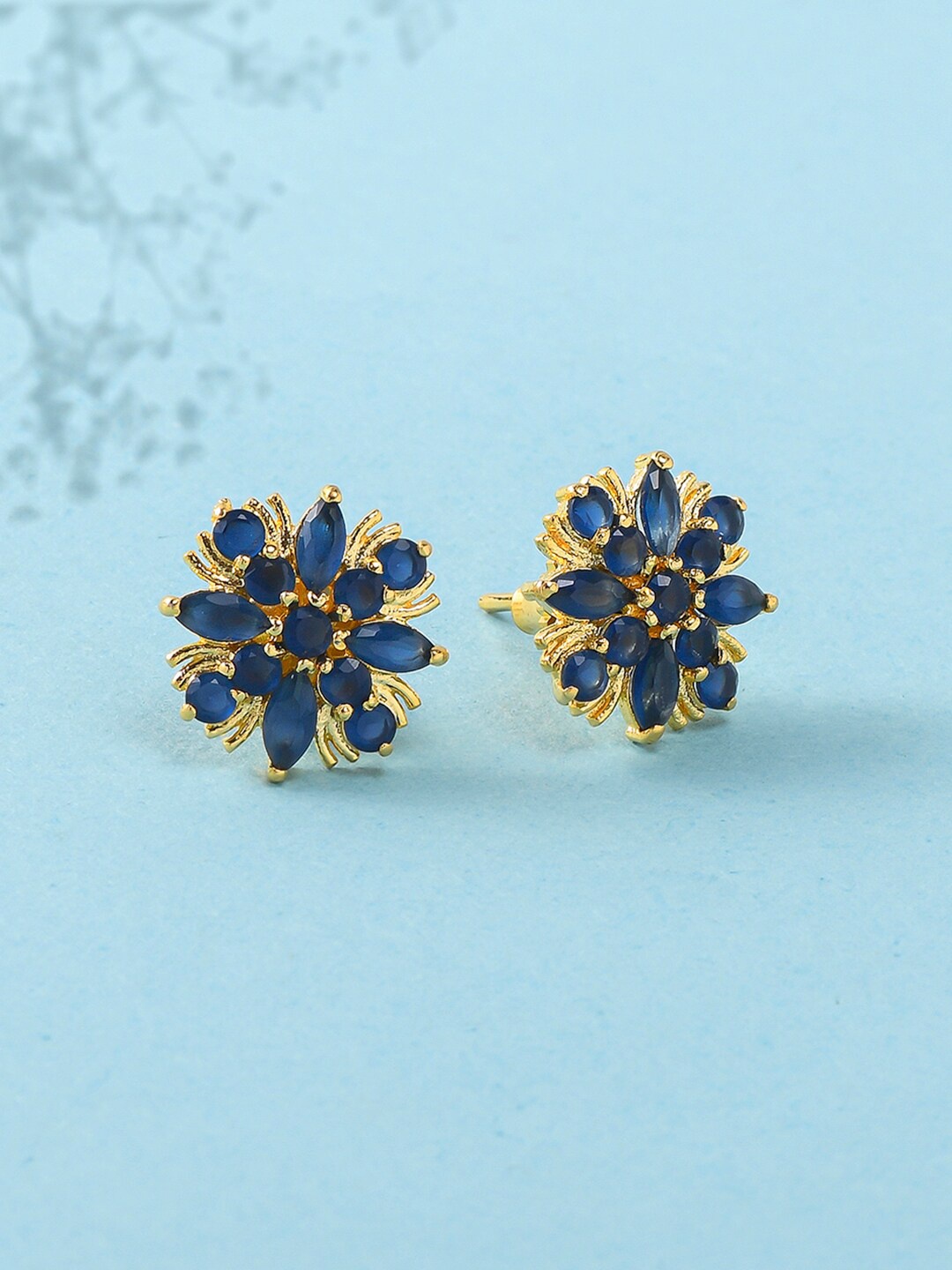 

Voylla Blue Gold-Plated Contemporary Studs Earrings