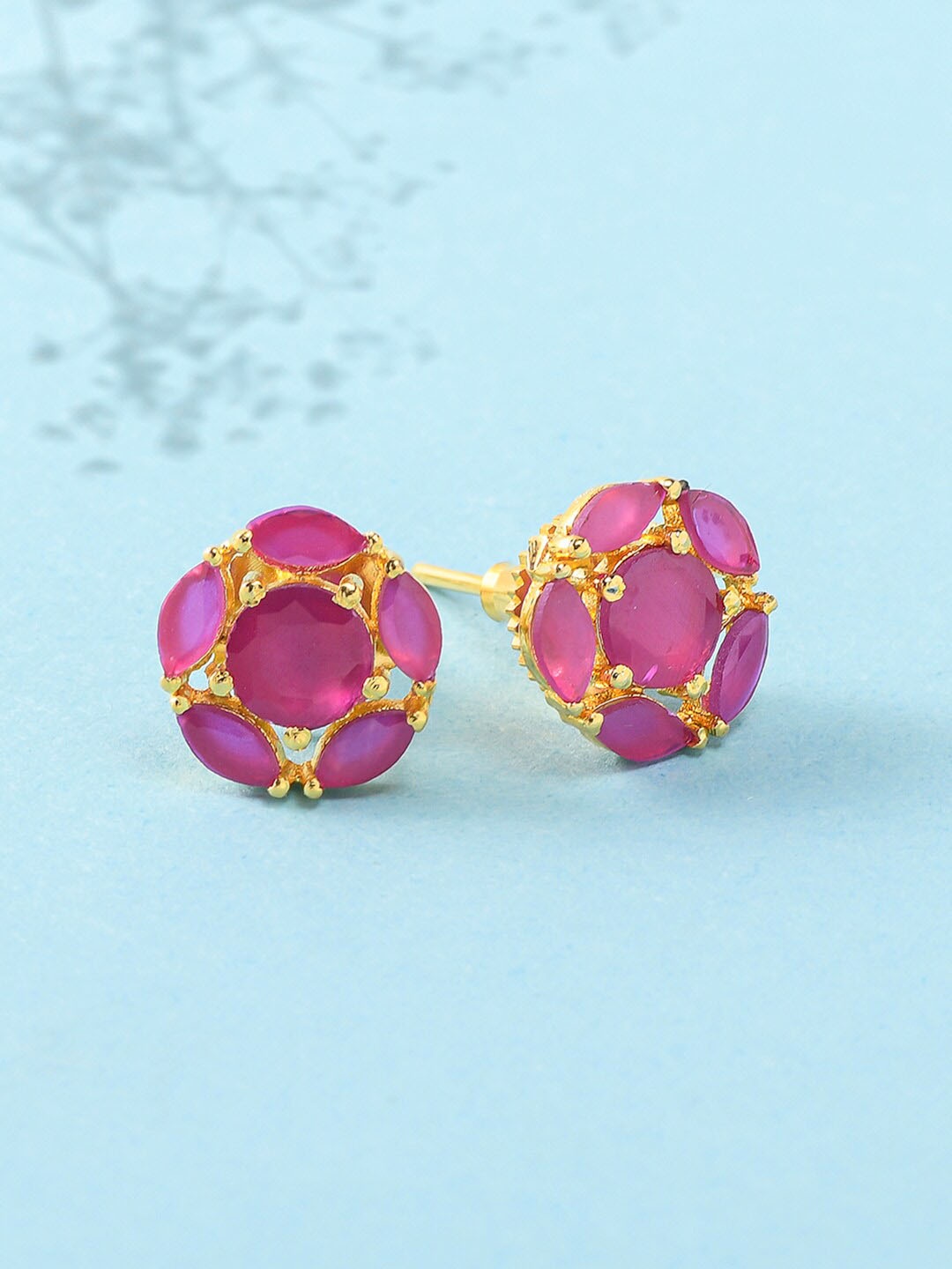 

Voylla Pink Gold-Plated Contemporary Studs Earrings